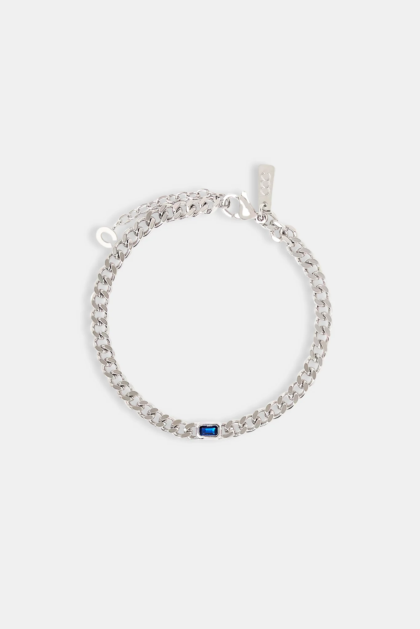 Iced Blue Gemstone Cuban Bracelet - 3mm - Image 2