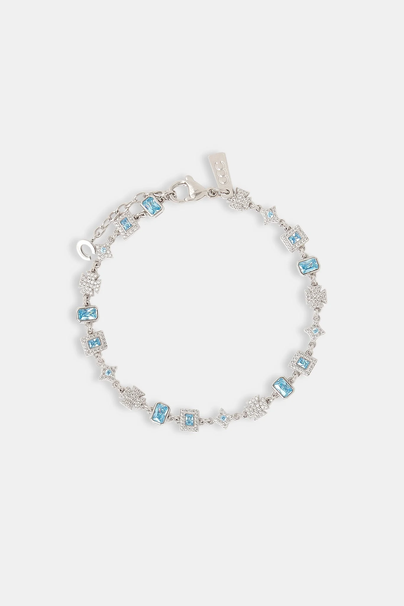 Iced Blue Gemstone & Motif Bracelet - 6mm - Image 2