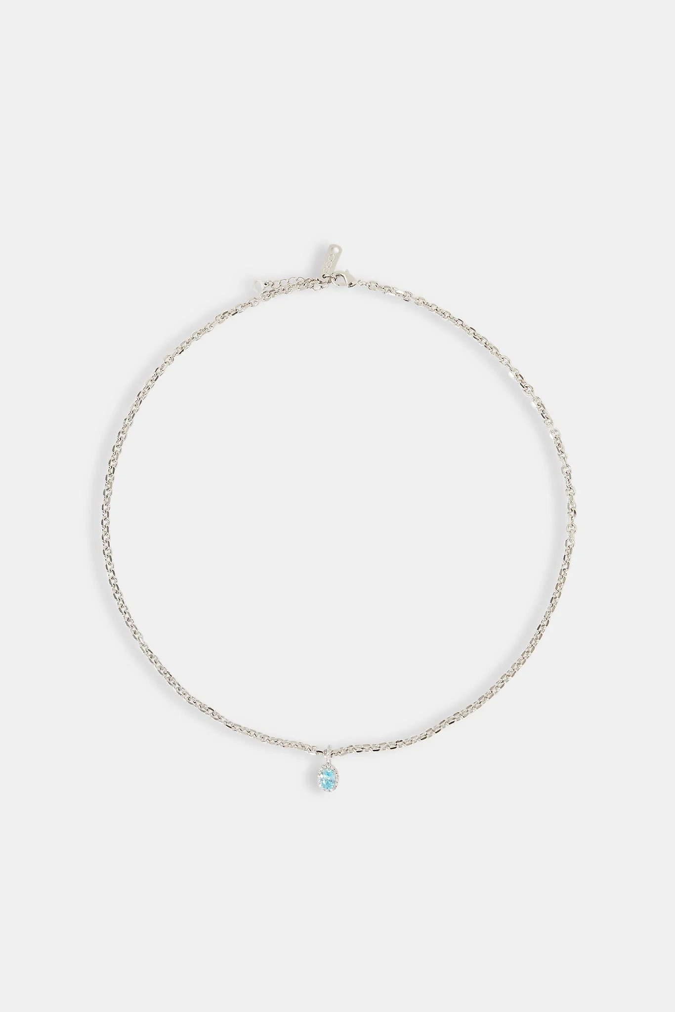 Iced Blue Oval Gemstone Necklace - 10mm - Image 4