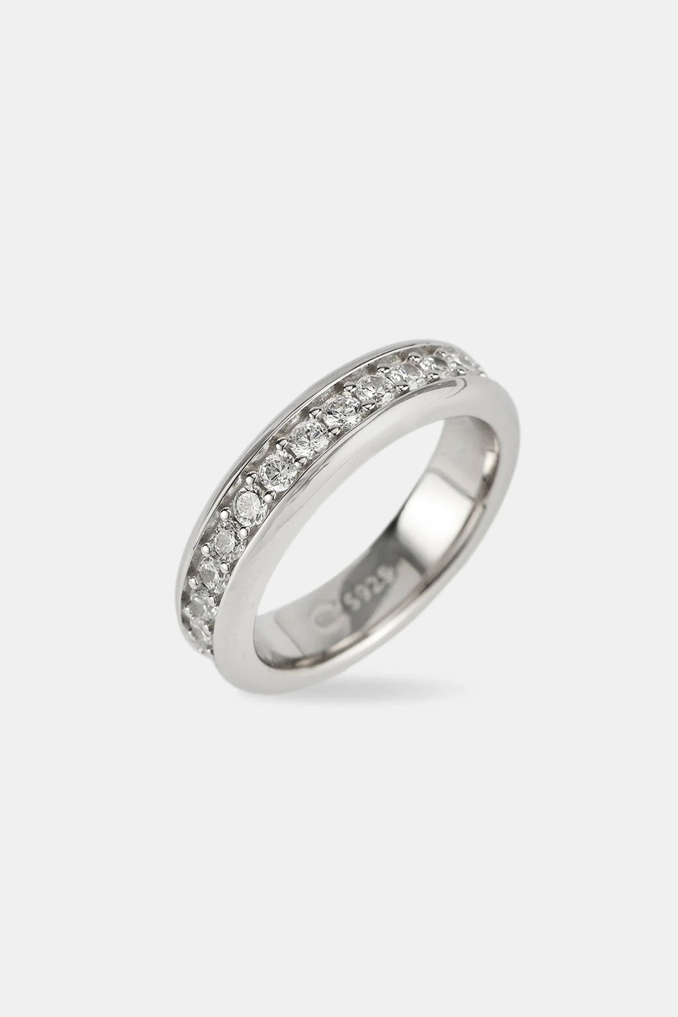 Iced Center Band Ring - 6mm - White