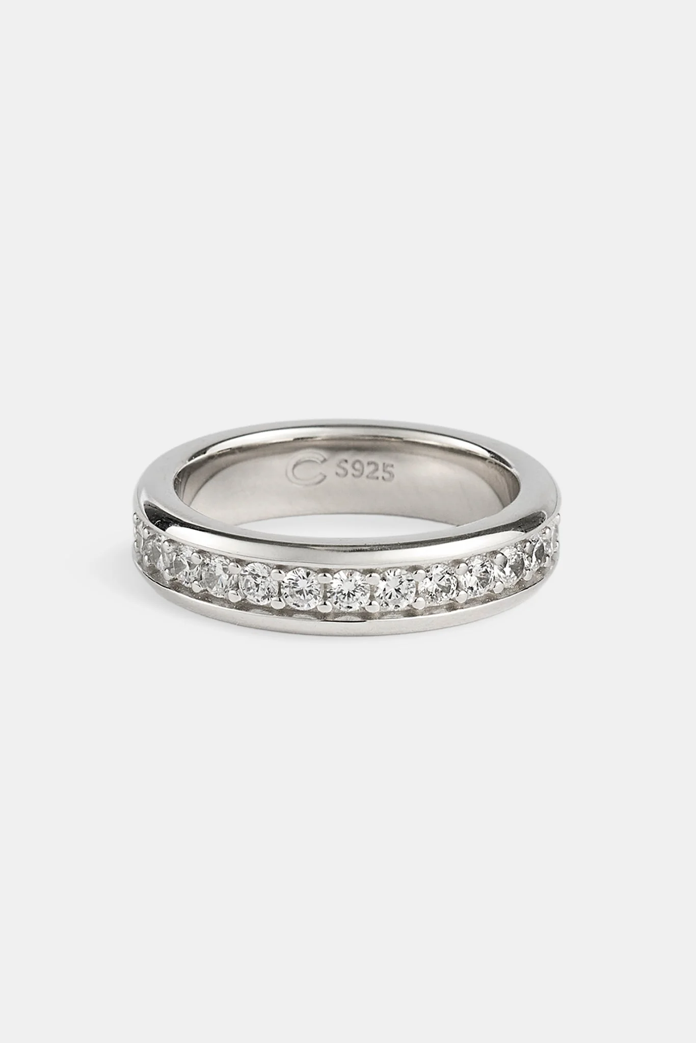 Iced Center Band Ring - 6mm - White - Image 3