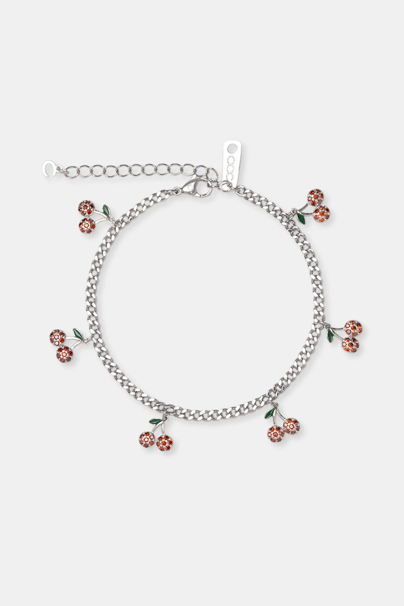 Iced Cherry Drop Cuban Anklet - 3mm - White - Image 2
