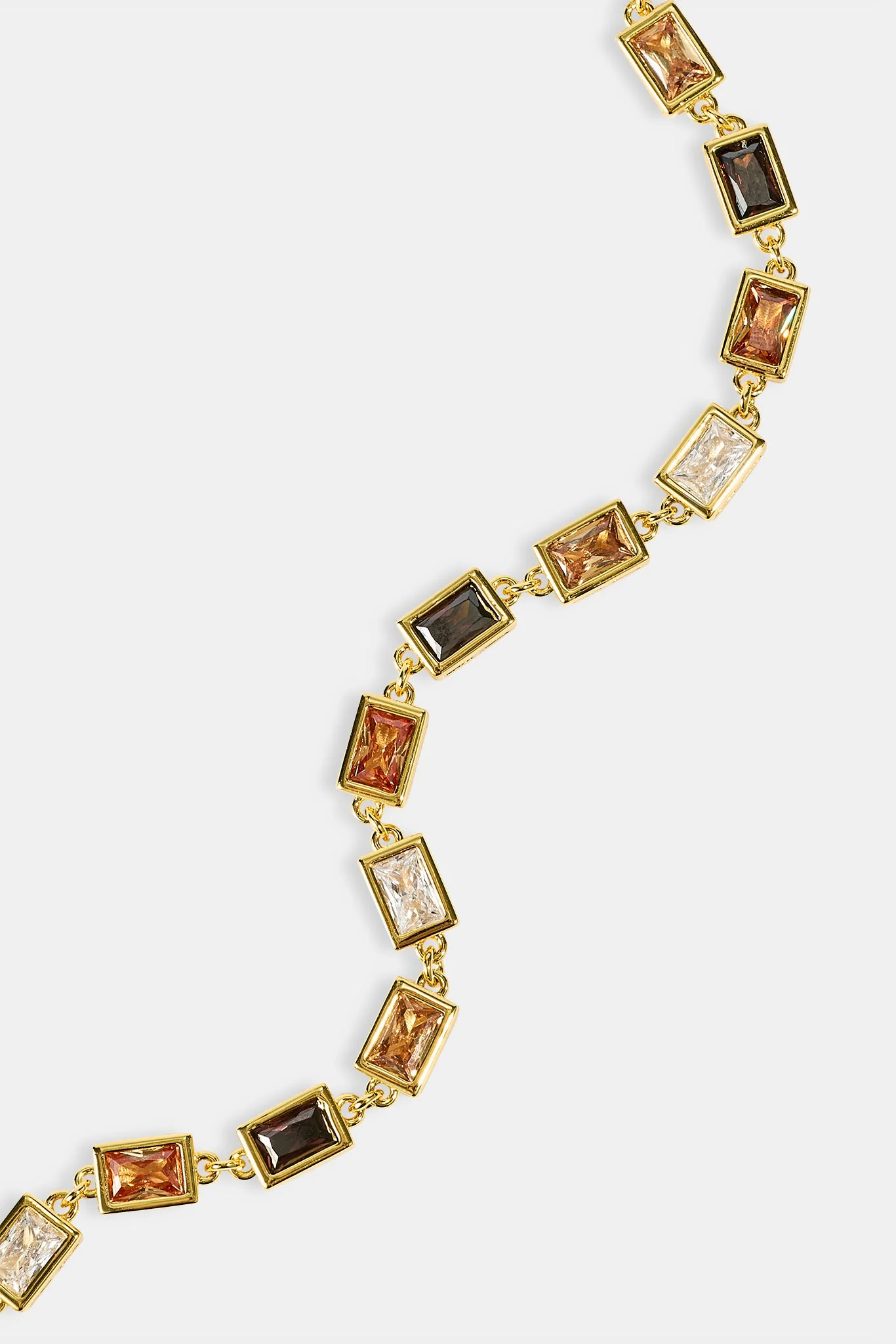 Iced Chocolate Rectangular Stone Bracelet - 6mm - Gold - Image 2
