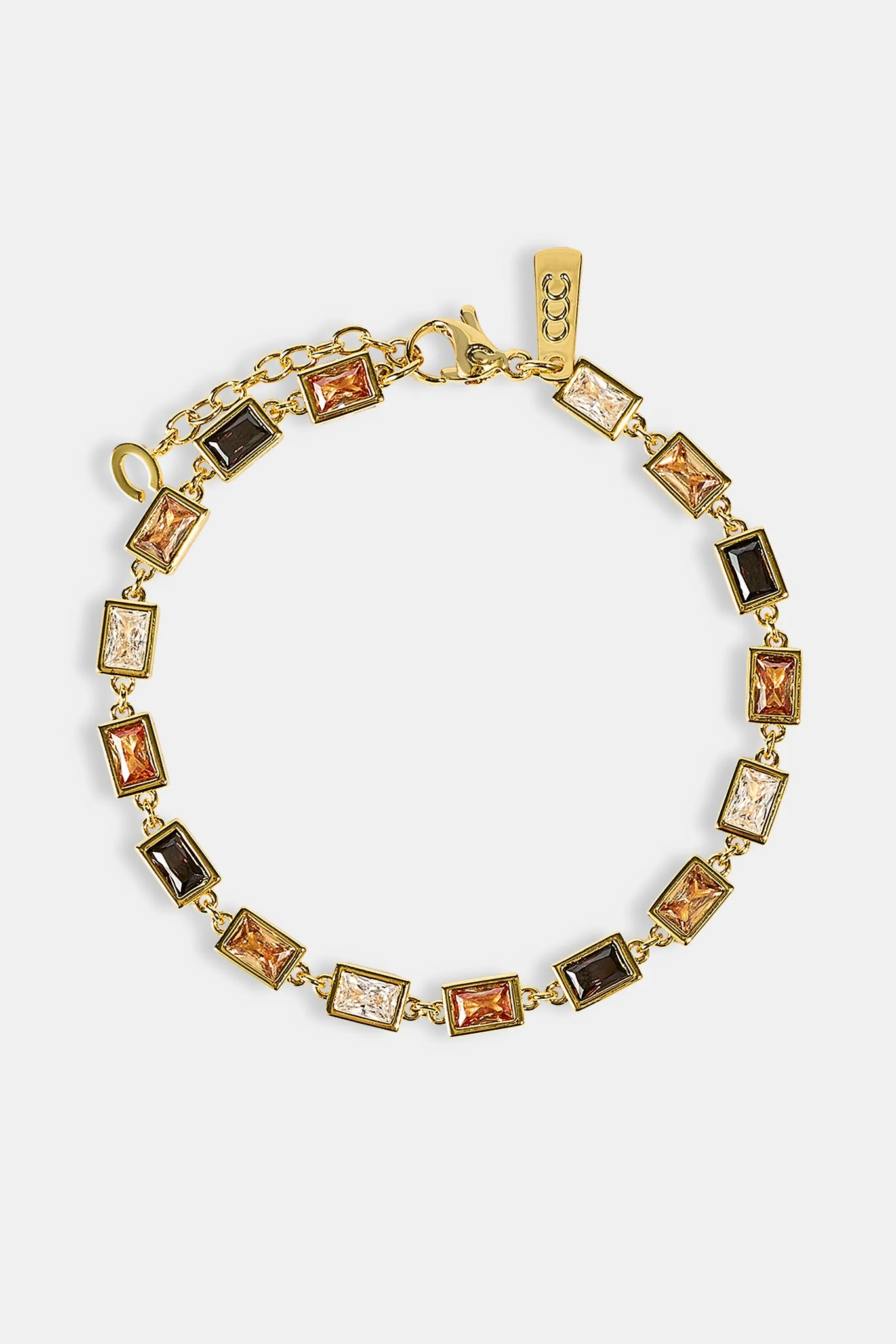 Iced Chocolate Rectangular Stone Bracelet - 6mm - Gold - Image 3