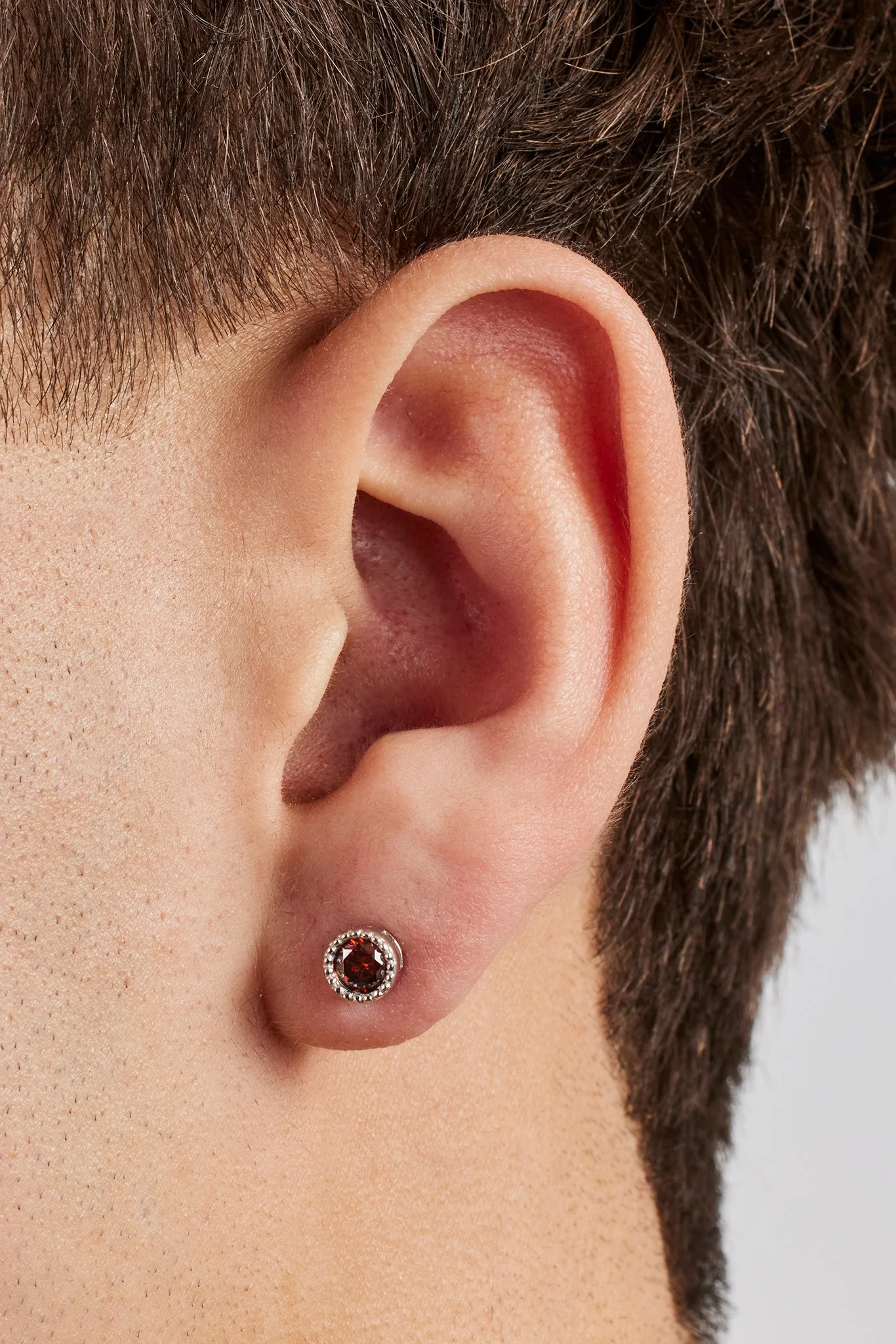Iced Chocolate Round Stone Stud Earrings - 6mm - Gold - Image 2