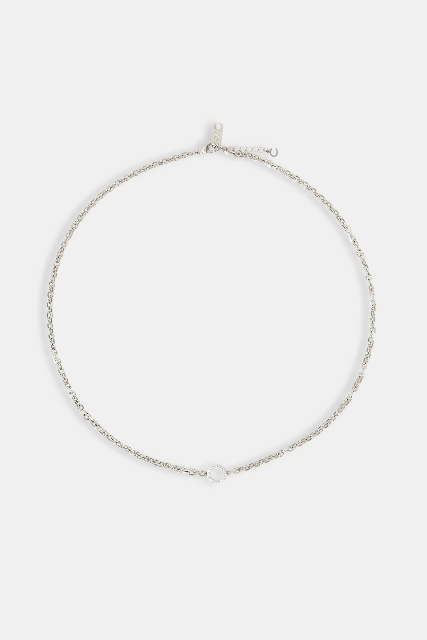 Iced Circle Outline Pendant Necklace - 10mm - Image 4