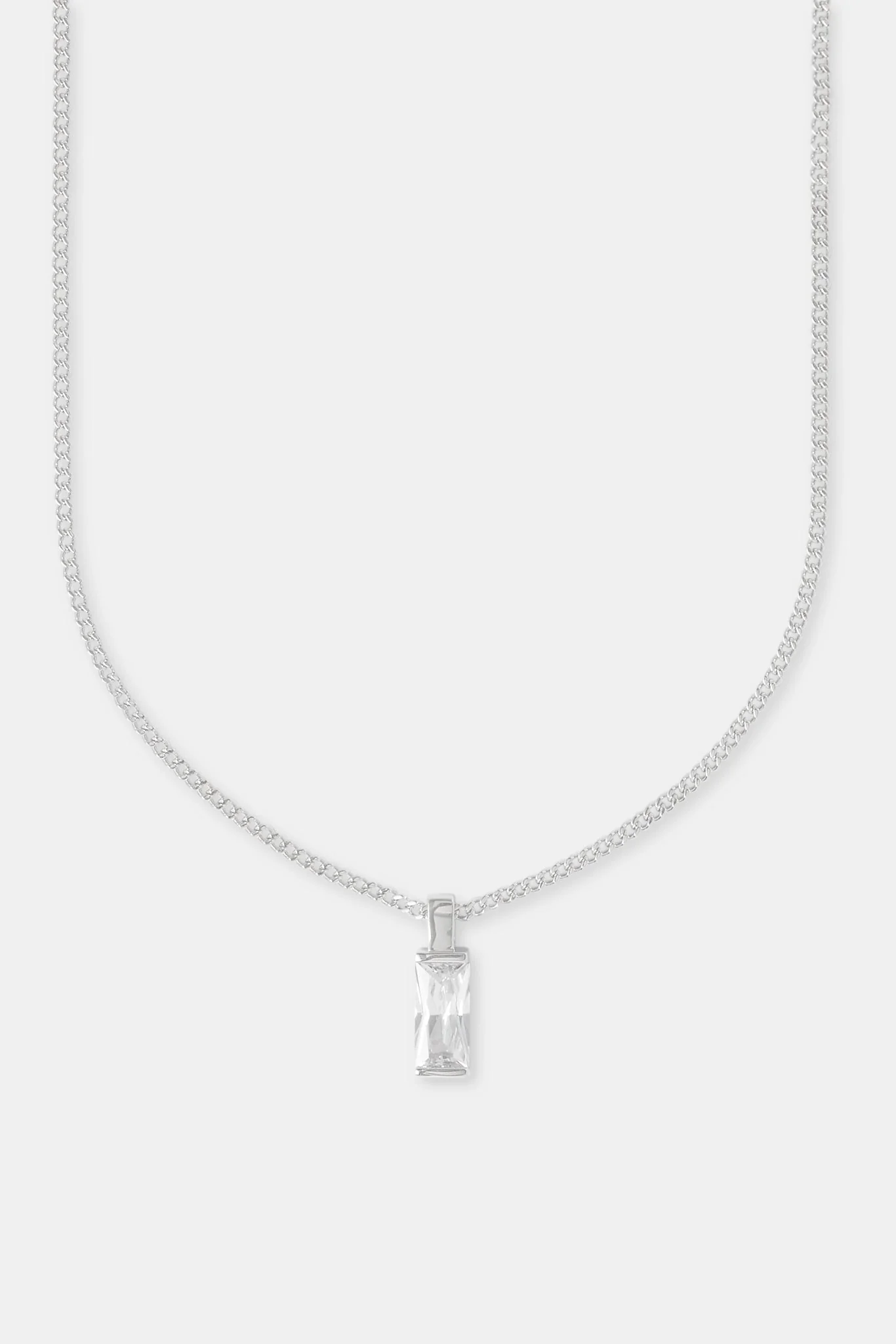 Iced Clear Baguette Pendant Cuban Necklace - 25mm - Image 2