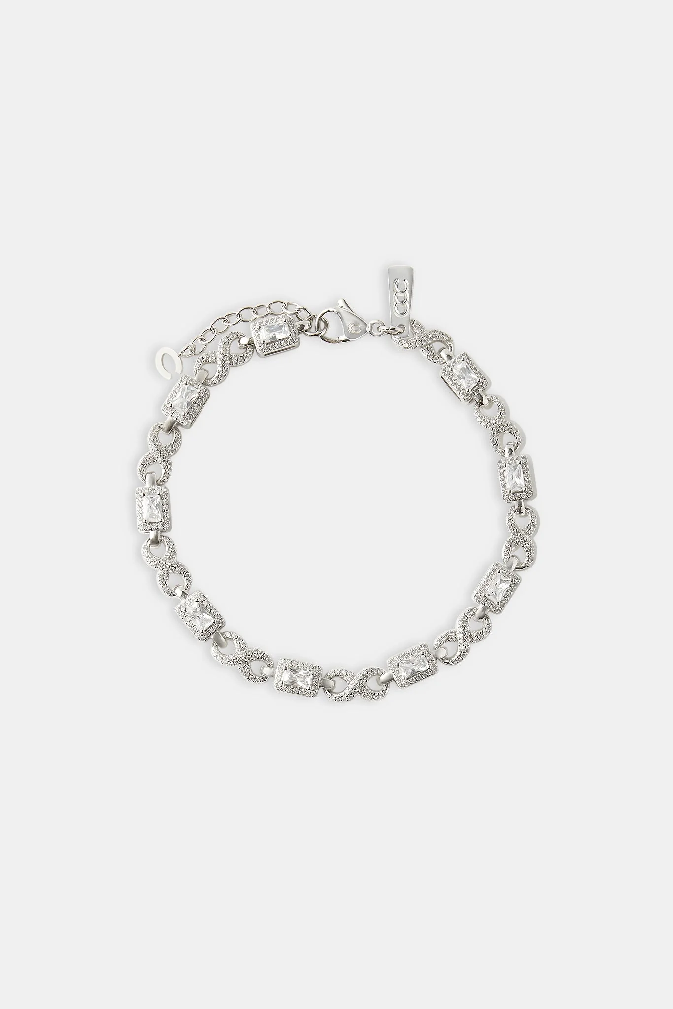 Iced Clear Baguette Stone Infinity Link Bracelet - 6mm - Image 2