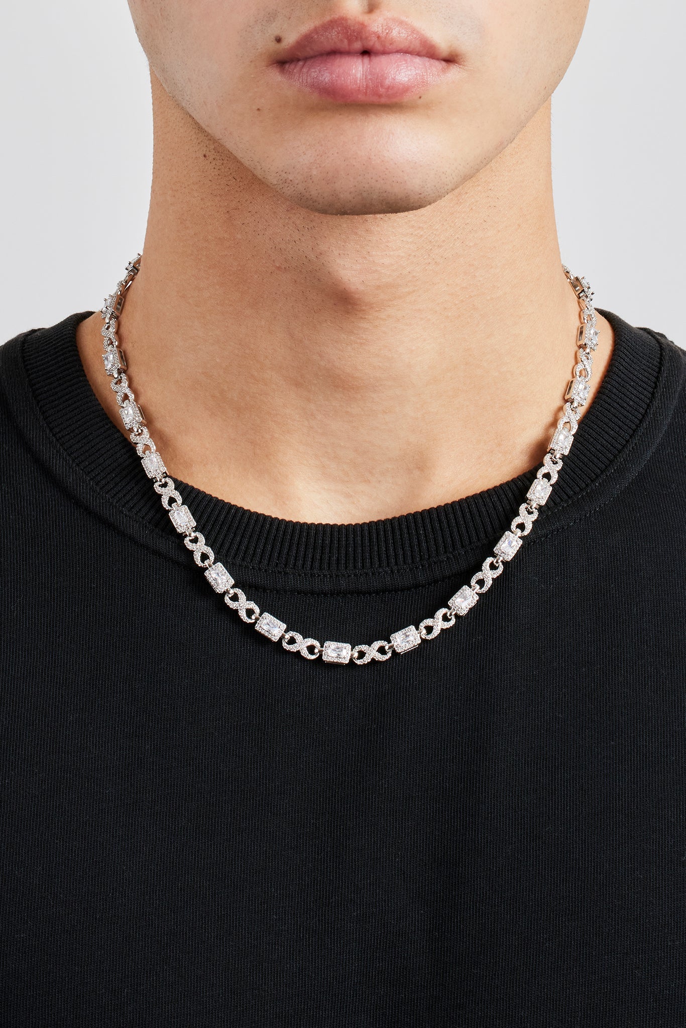 Iced Clear Baguette Stone Infinity Link Chain - 6mm - Image 2