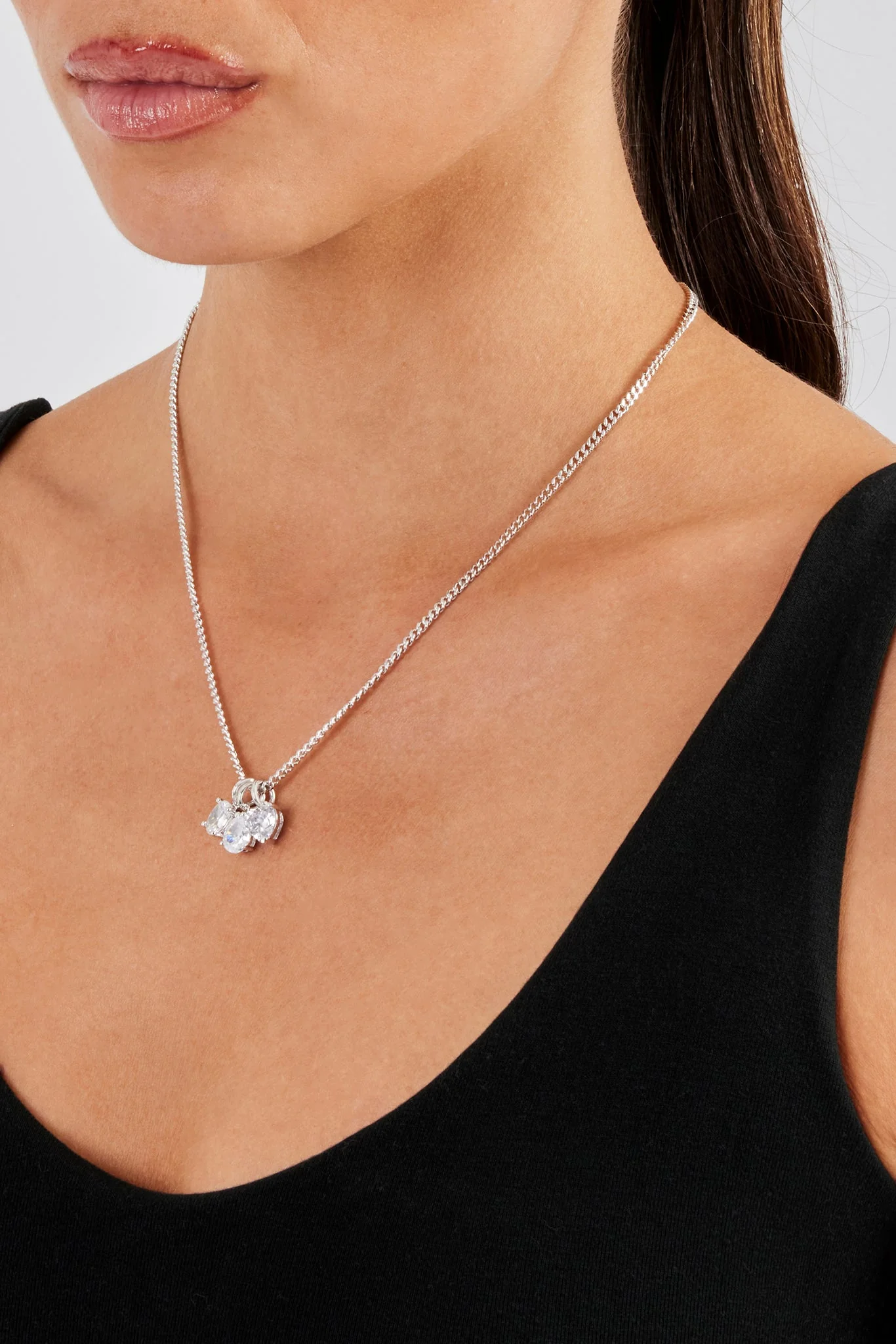 Iced Clear Layered Gemstone Necklace - 10mm - Image 3