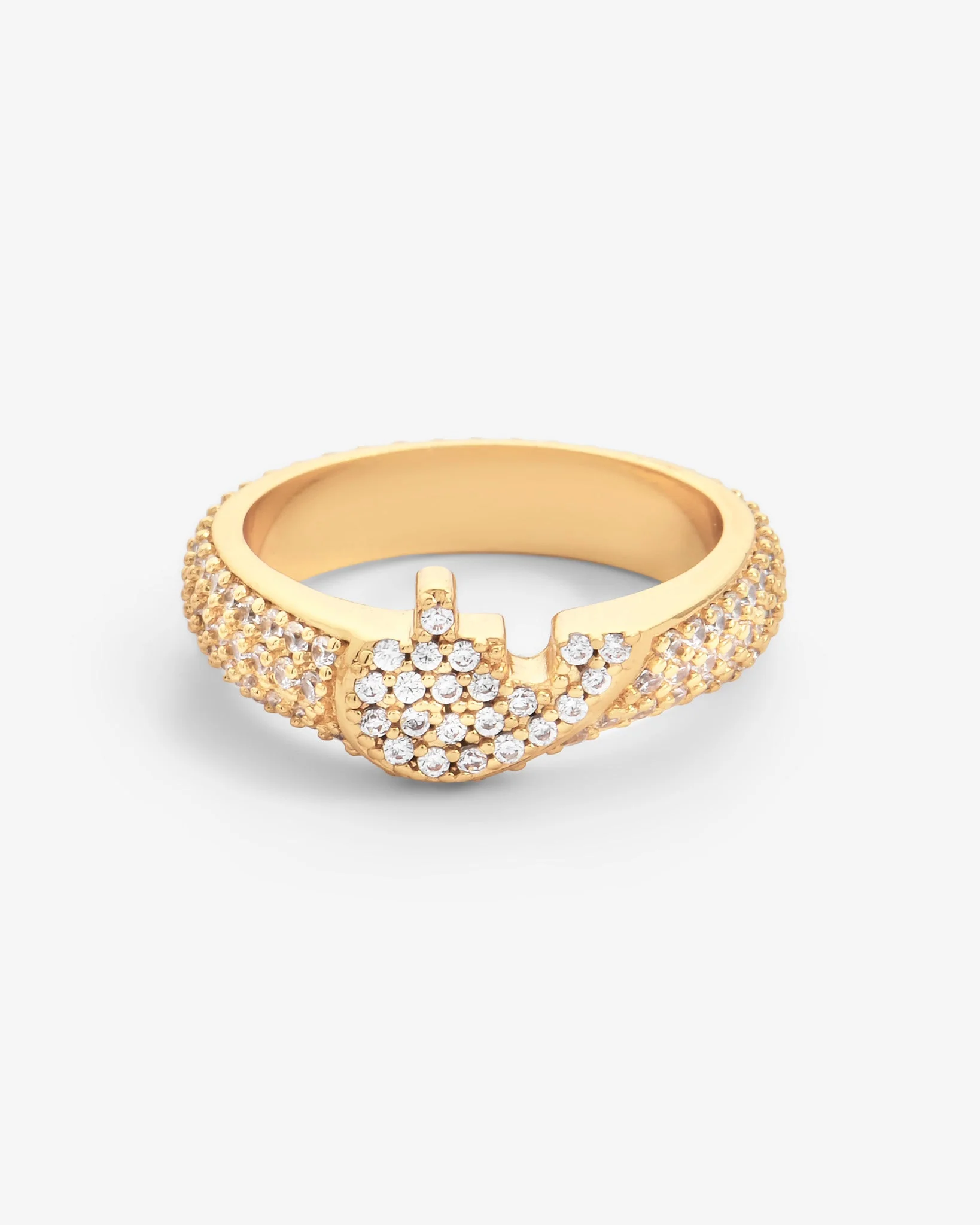 Iced Connecting Heart Ring - Gold - Image 2