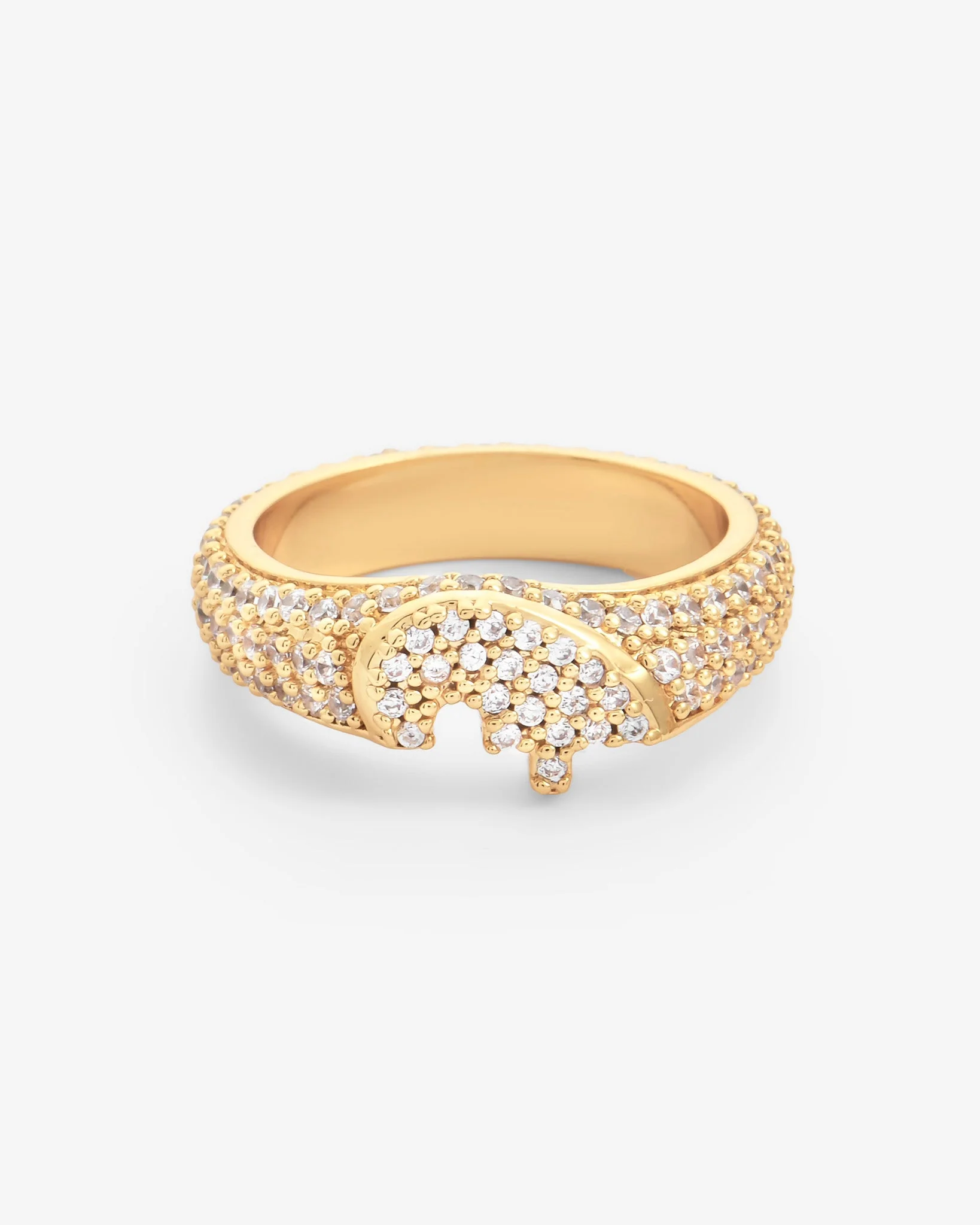 Iced Connecting Heart Ring - Gold - Image 3