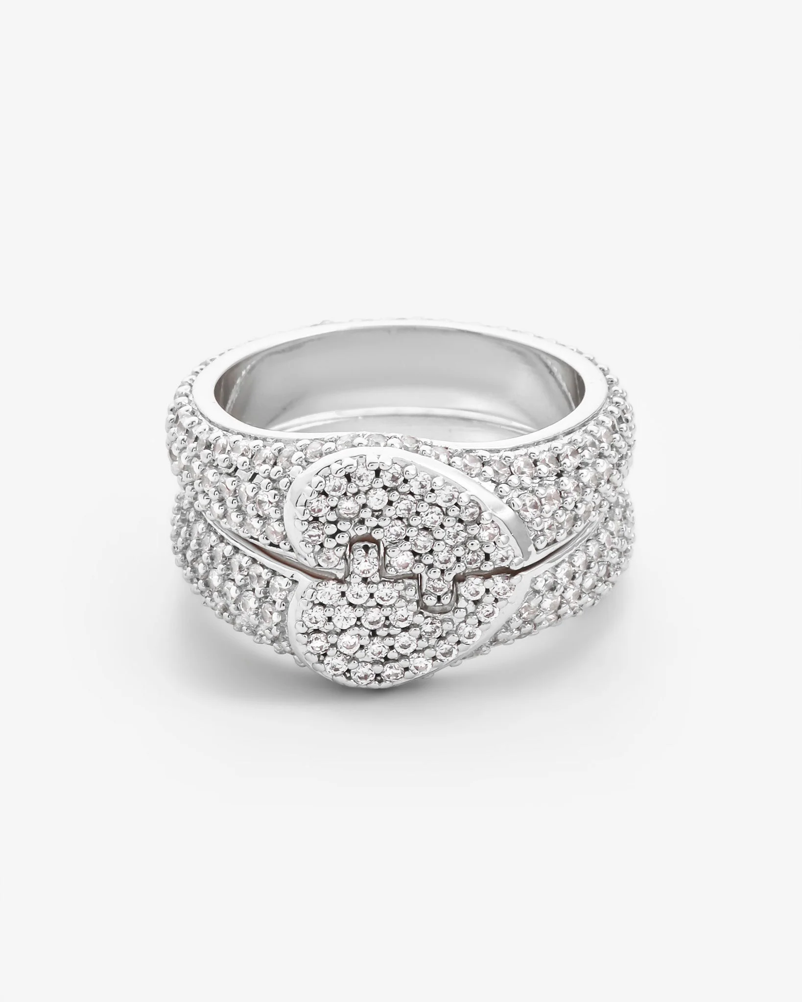 Iced Connecting Heart Ring