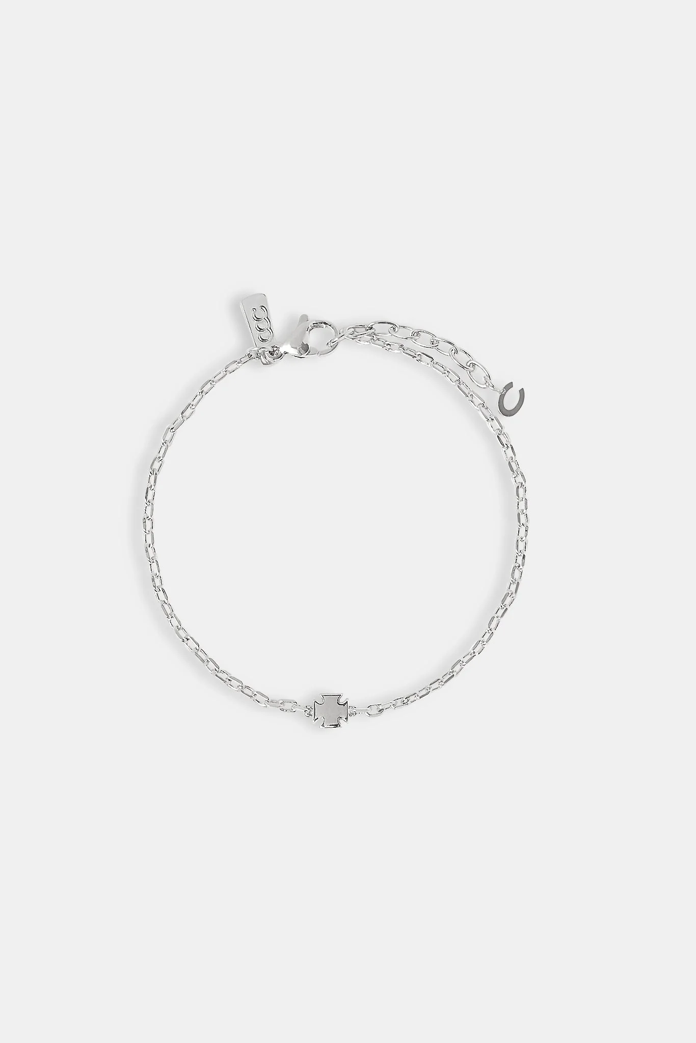 Iced Cross Centre Rolo Bracelet - 6mm - Image 2