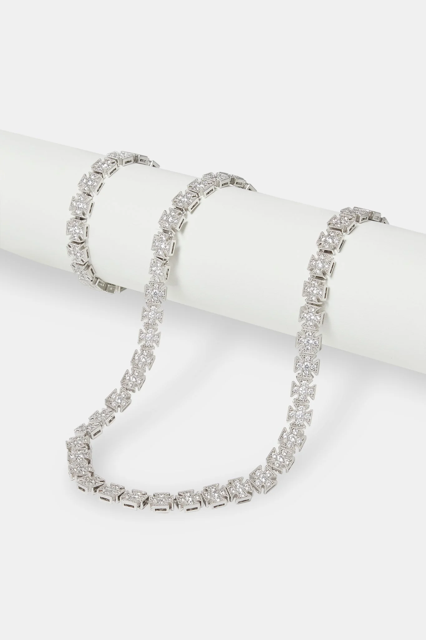 Iced Cross Motif Chain & Bracelet - 10mm - Image 2