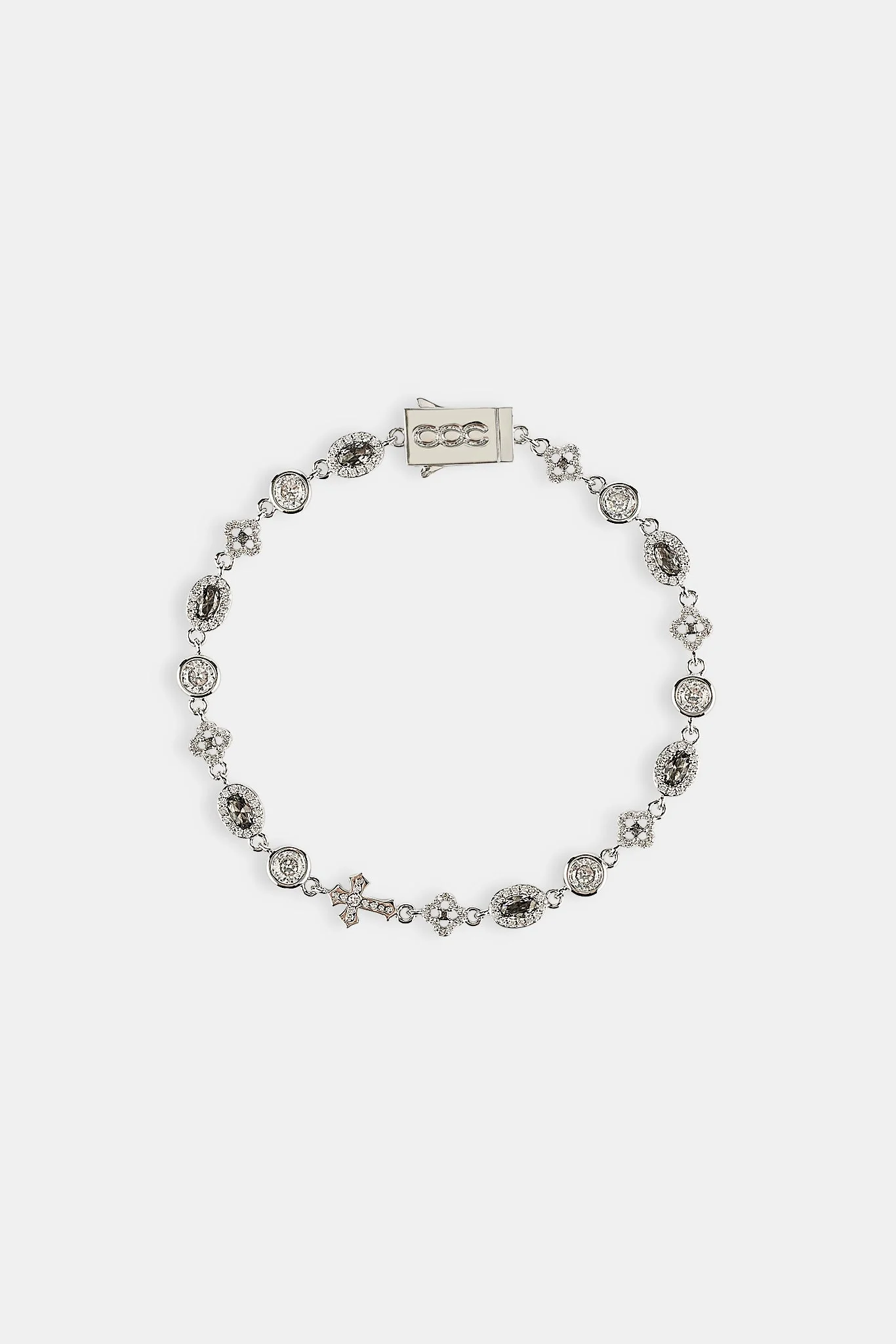 Iced Cross & Motif Multi Gemstone Bracelet - 6mm