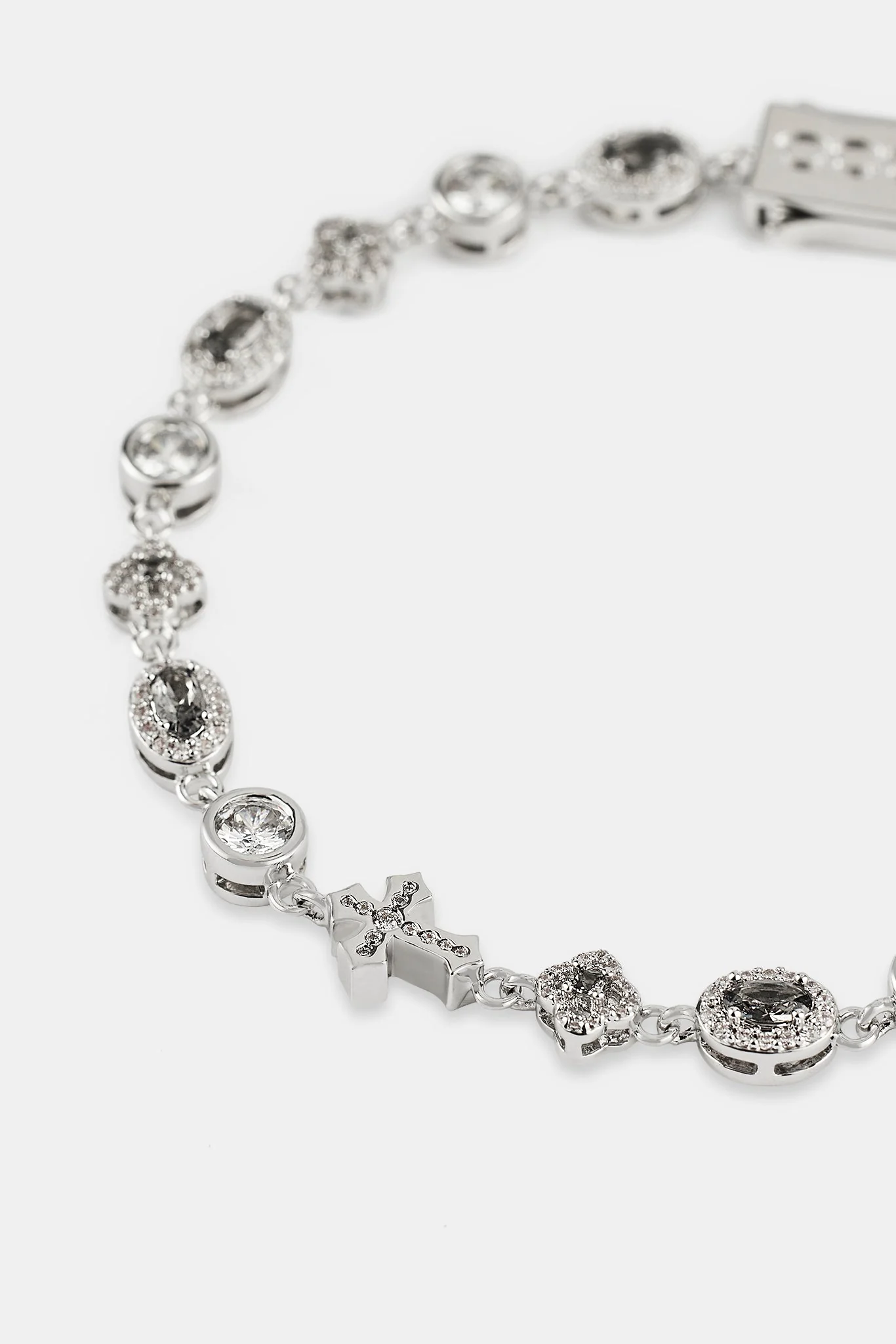 Iced Cross & Motif Multi Gemstone Bracelet - 6mm - Image 3