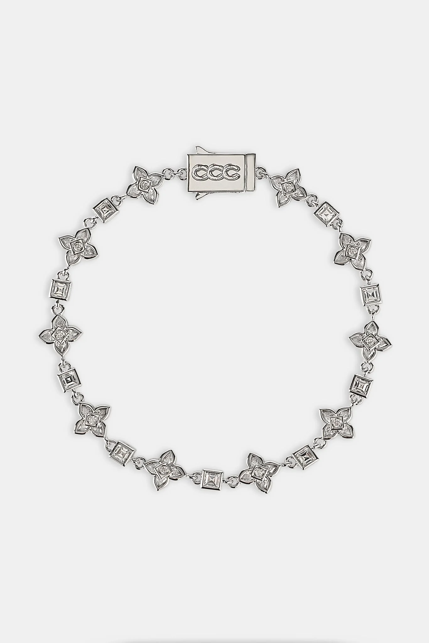 Iced Cross Motif & Square Stone Bracelet - 8mm - Image 2