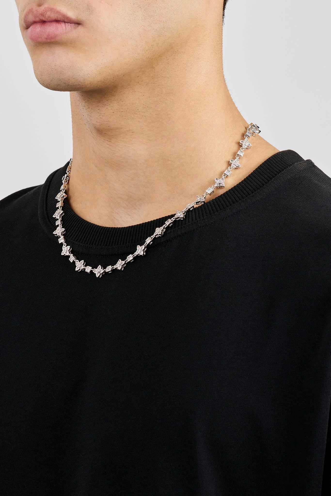 Iced Cross Motif & Square Stone Chain - 8mm - Image 4