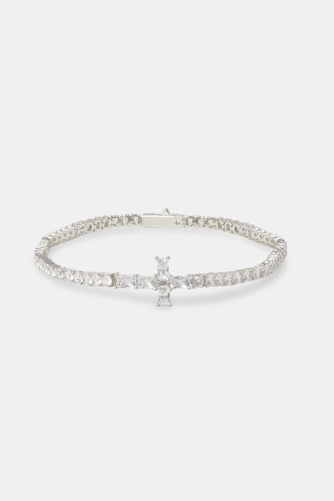 Iced Cross Tennis Bracelet - 3mm - Image 2