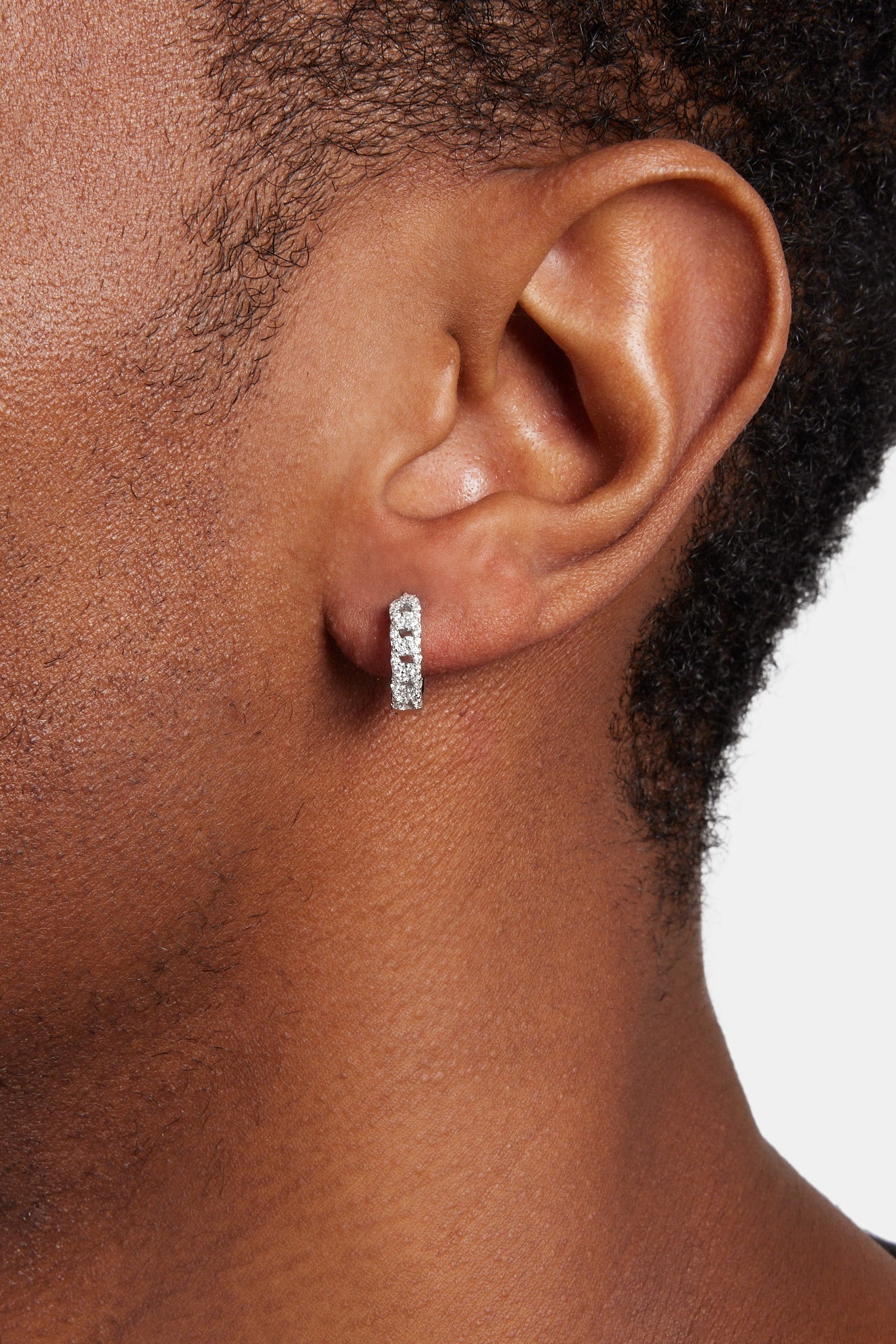Iced Cuban Chain Huggie Earrings - Image 2