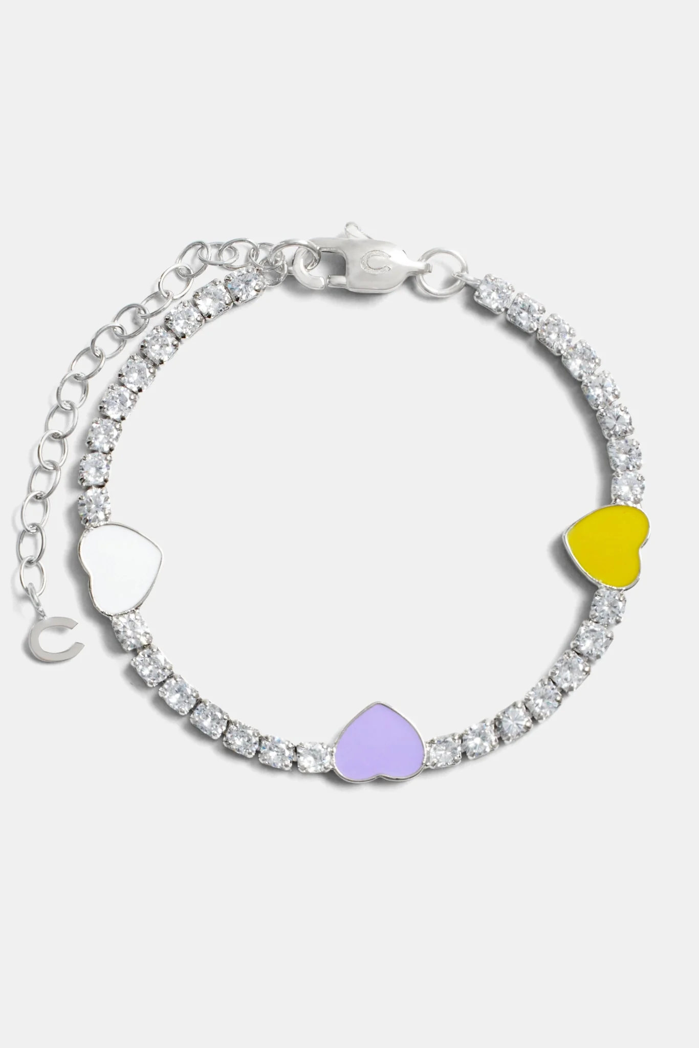 Iced CZ and Enamel Heart Tennis Bracelet - Image 2