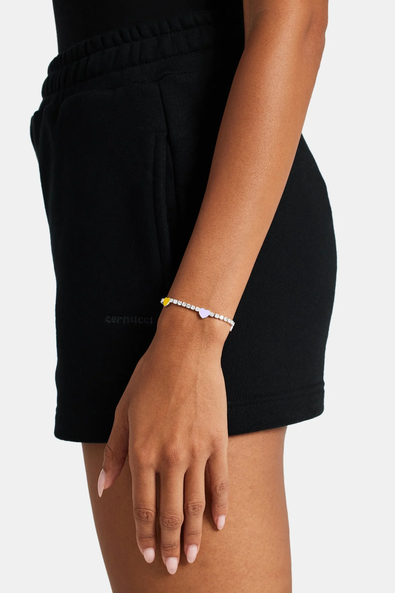 Iced CZ and Enamel Heart Tennis Bracelet - Image 3