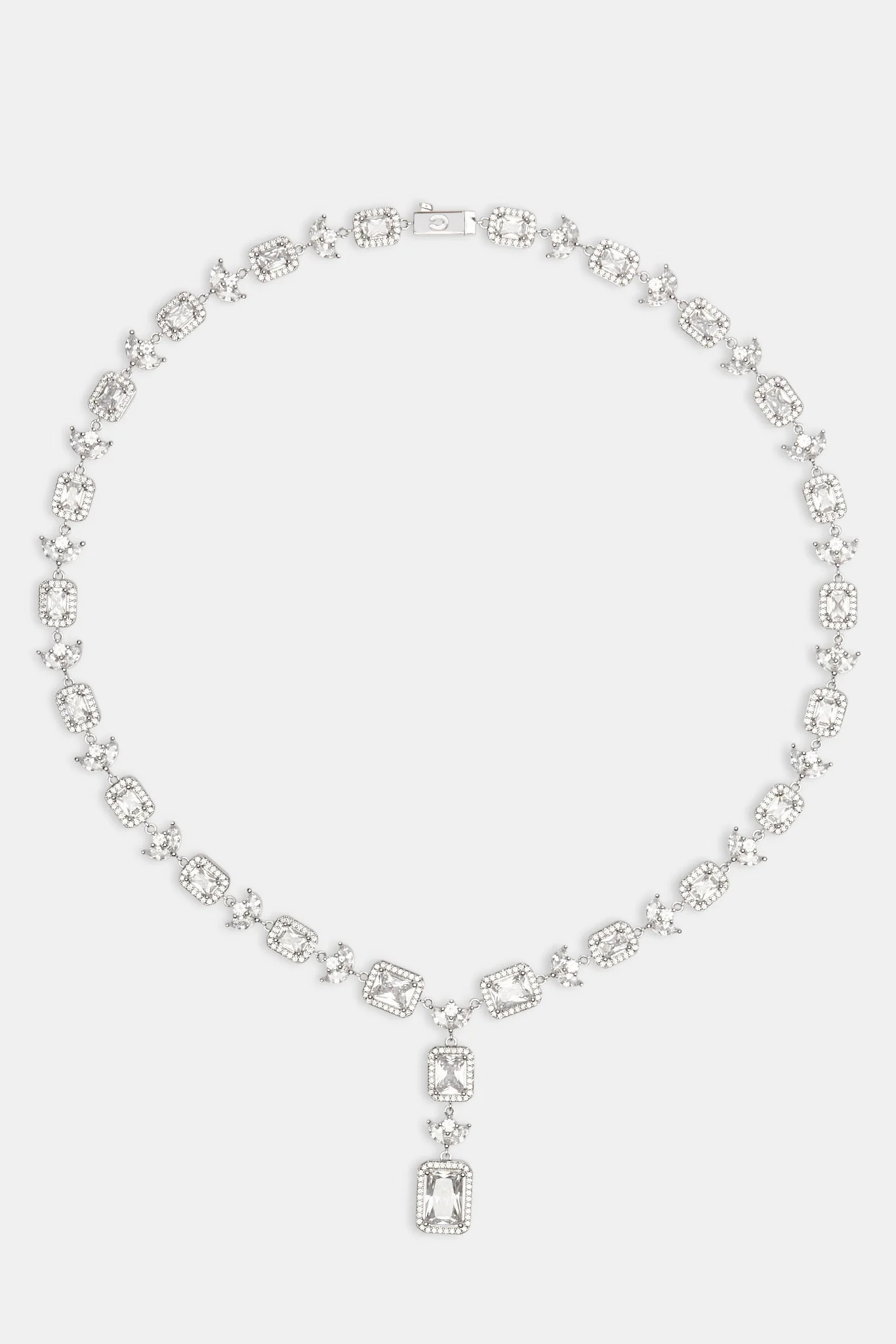 Iced CZ Bezel Cluster Drop Chain - White - Image 4