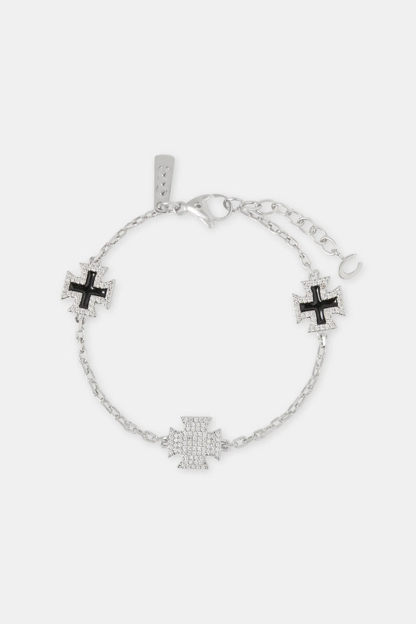 Iced CZ & Black Enamel Motif Bracelet - 10mm - Image 2