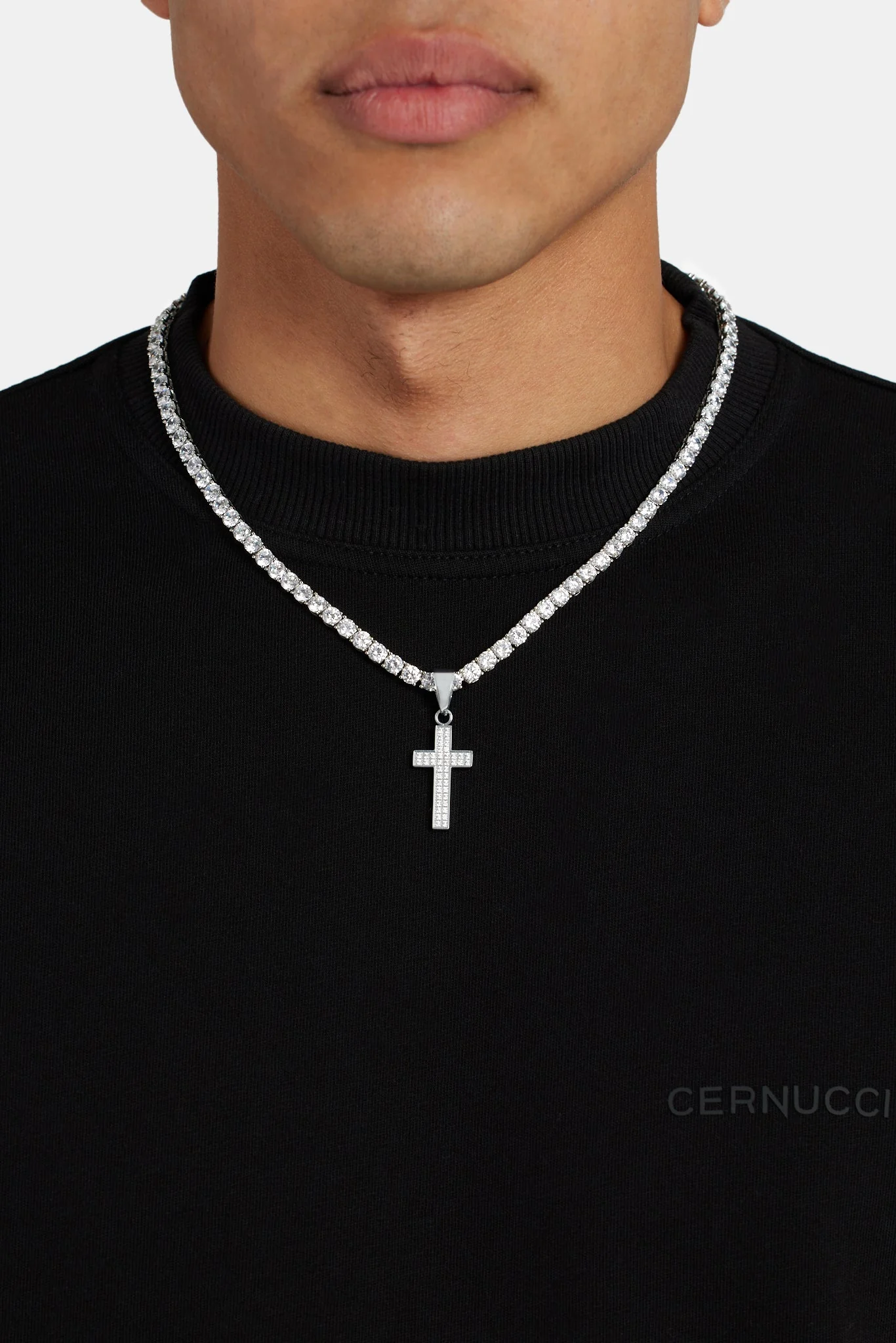 Iced CZ Cross Pendant - Image 3