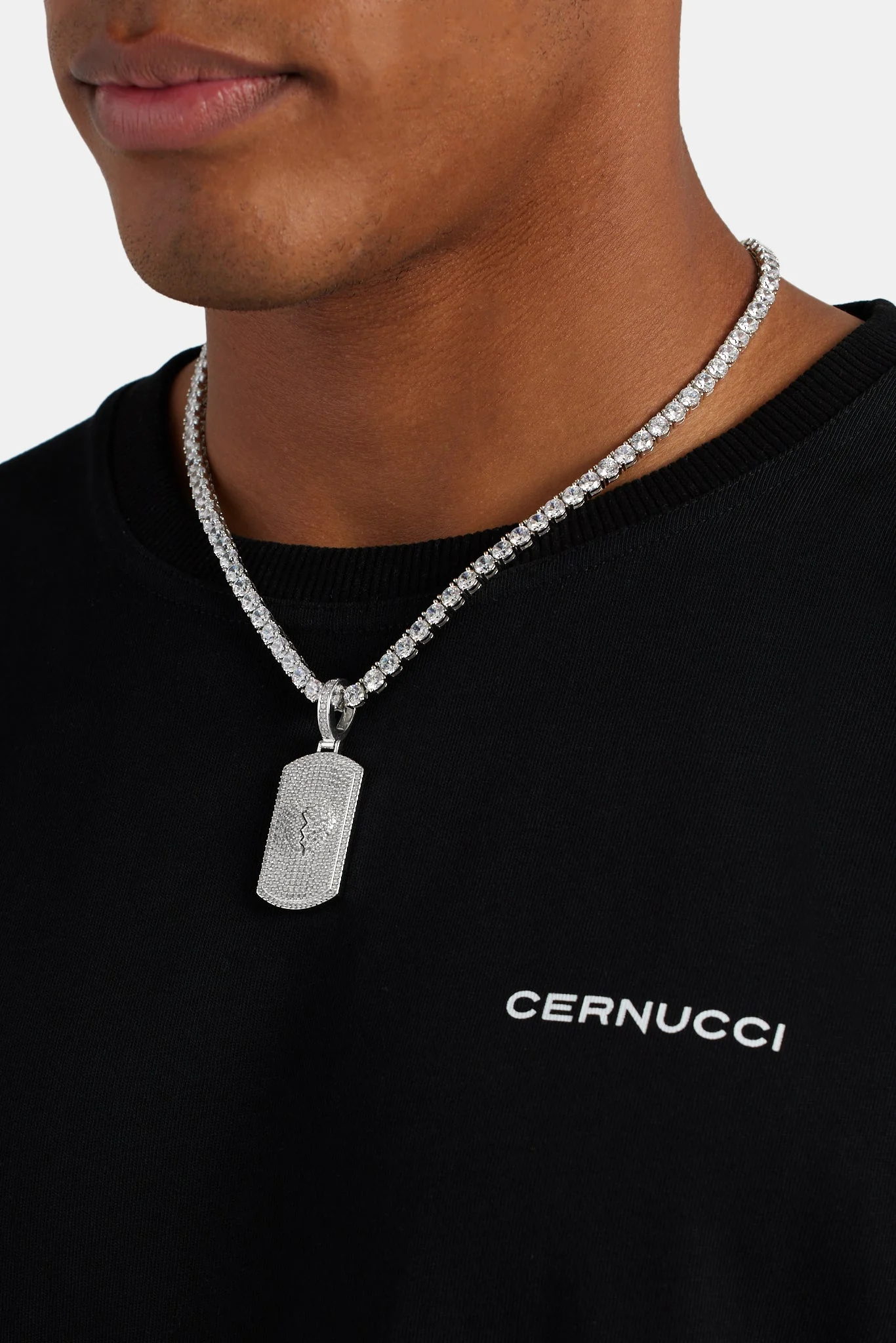 Iced CZ Debossed Heartbreak Dog Tag Pendant - Image 3