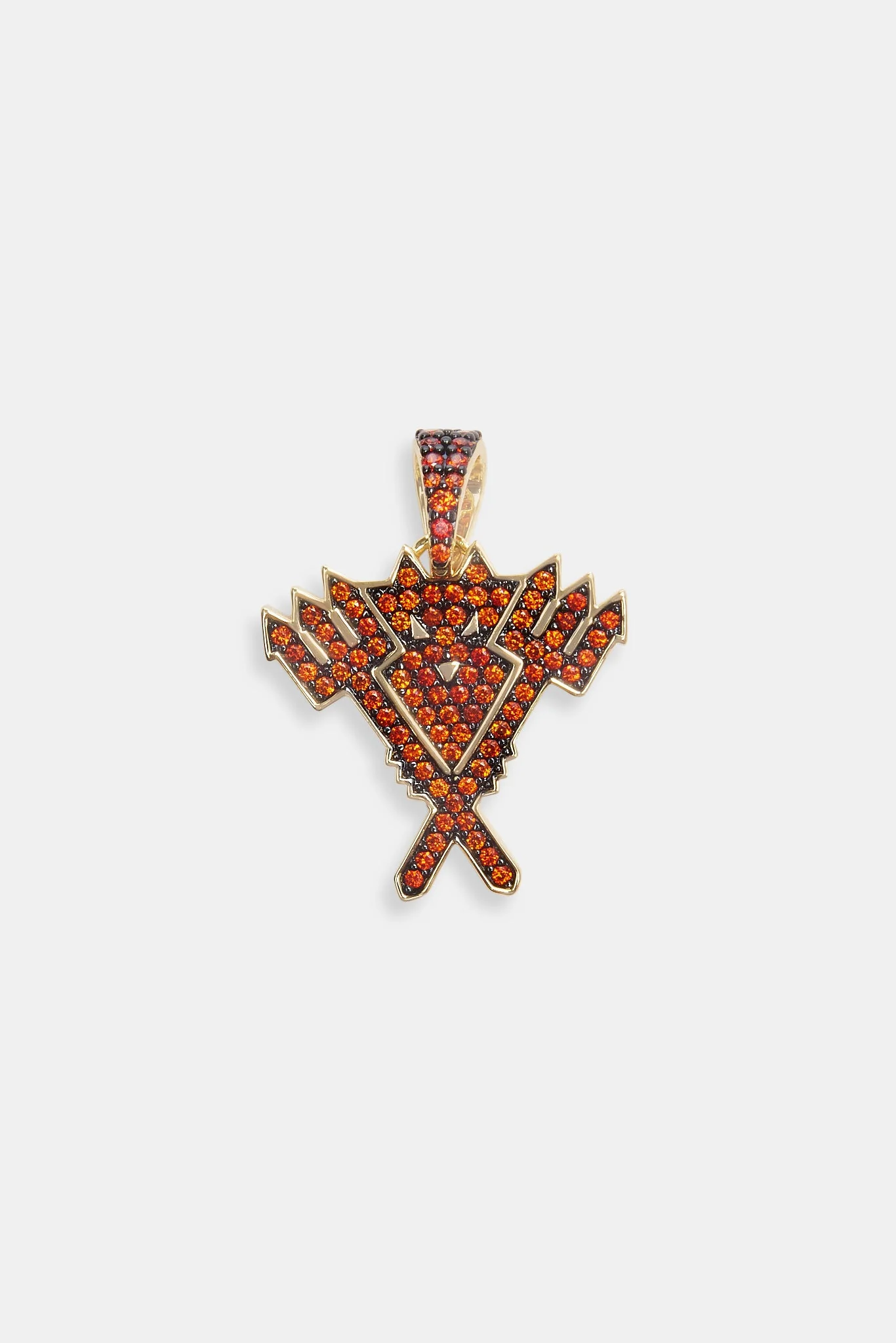 Iced CZ Devil Pendant - Gold - Image 2