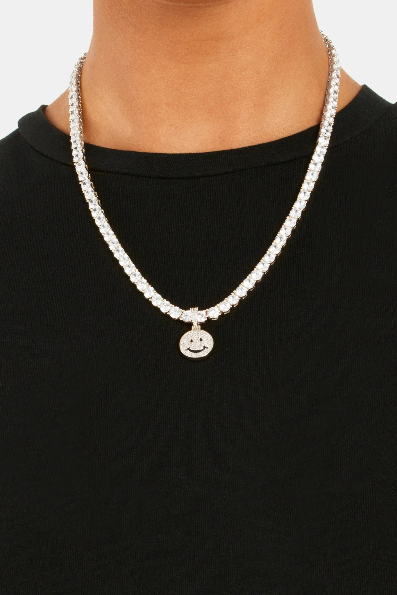 Iced CZ Happy Face Pendant - Image 6