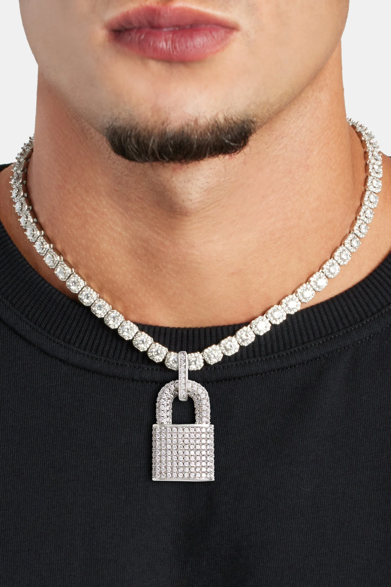 Iced CZ Padlock Pendant - Image 10