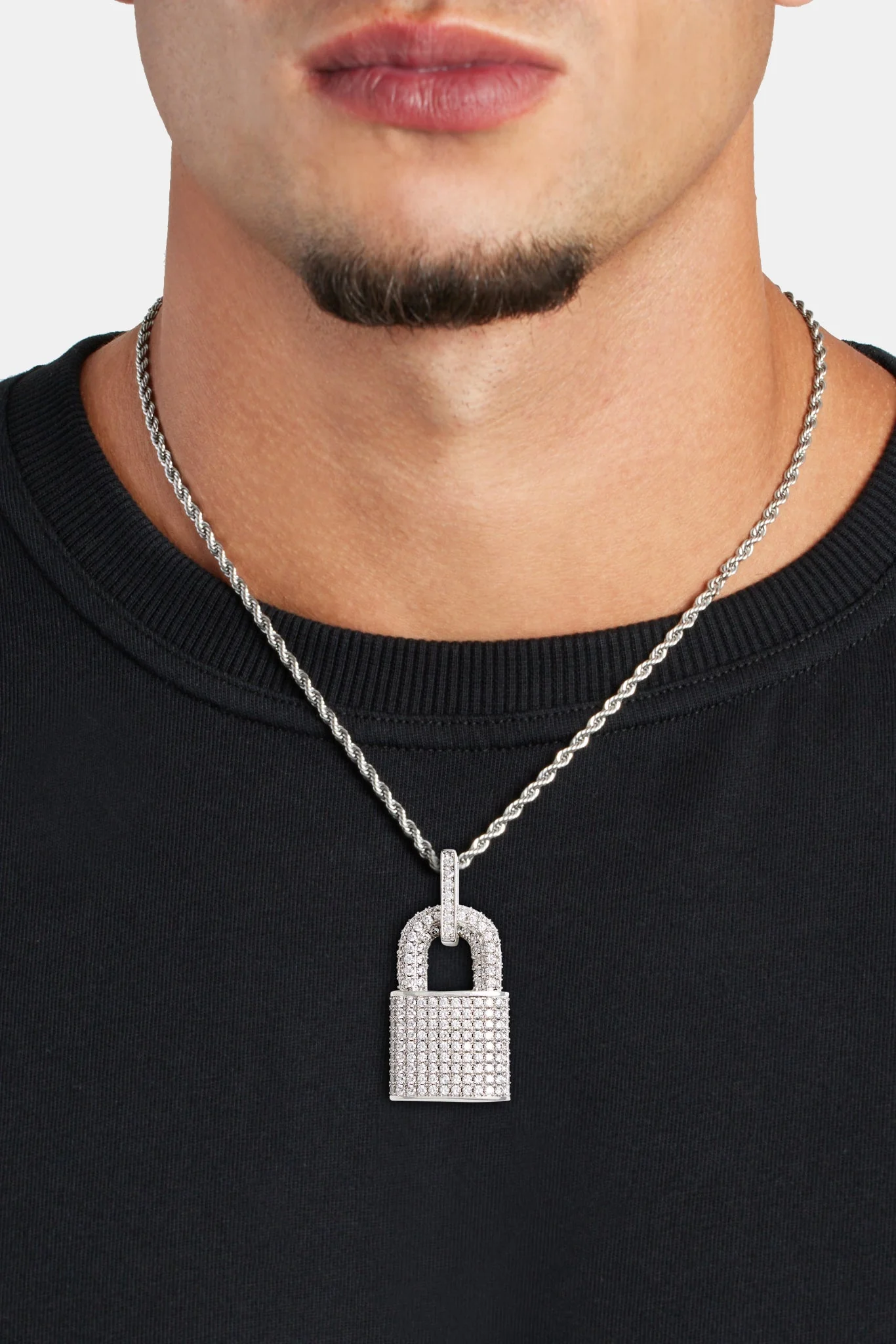 Iced CZ Padlock Pendant - Image 2