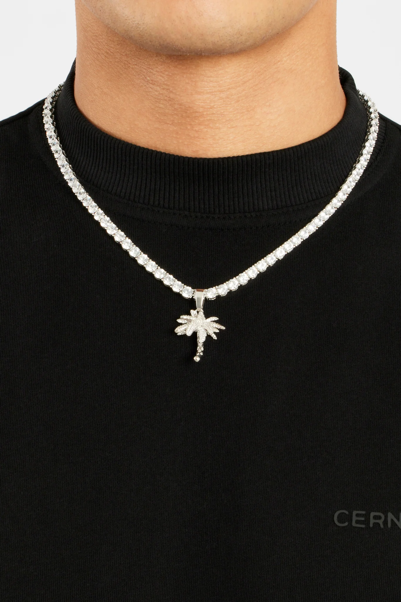 Iced CZ Palm Tree Pendant - Image 2