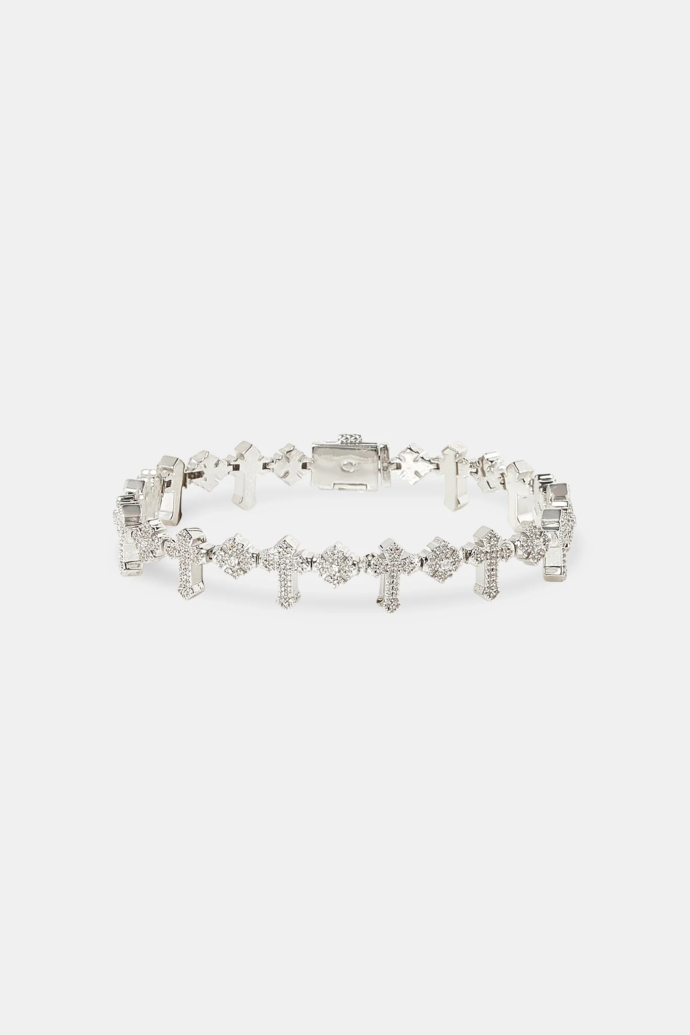 Iced Double Cross Infinity Bracelet - 10mm - Image 2