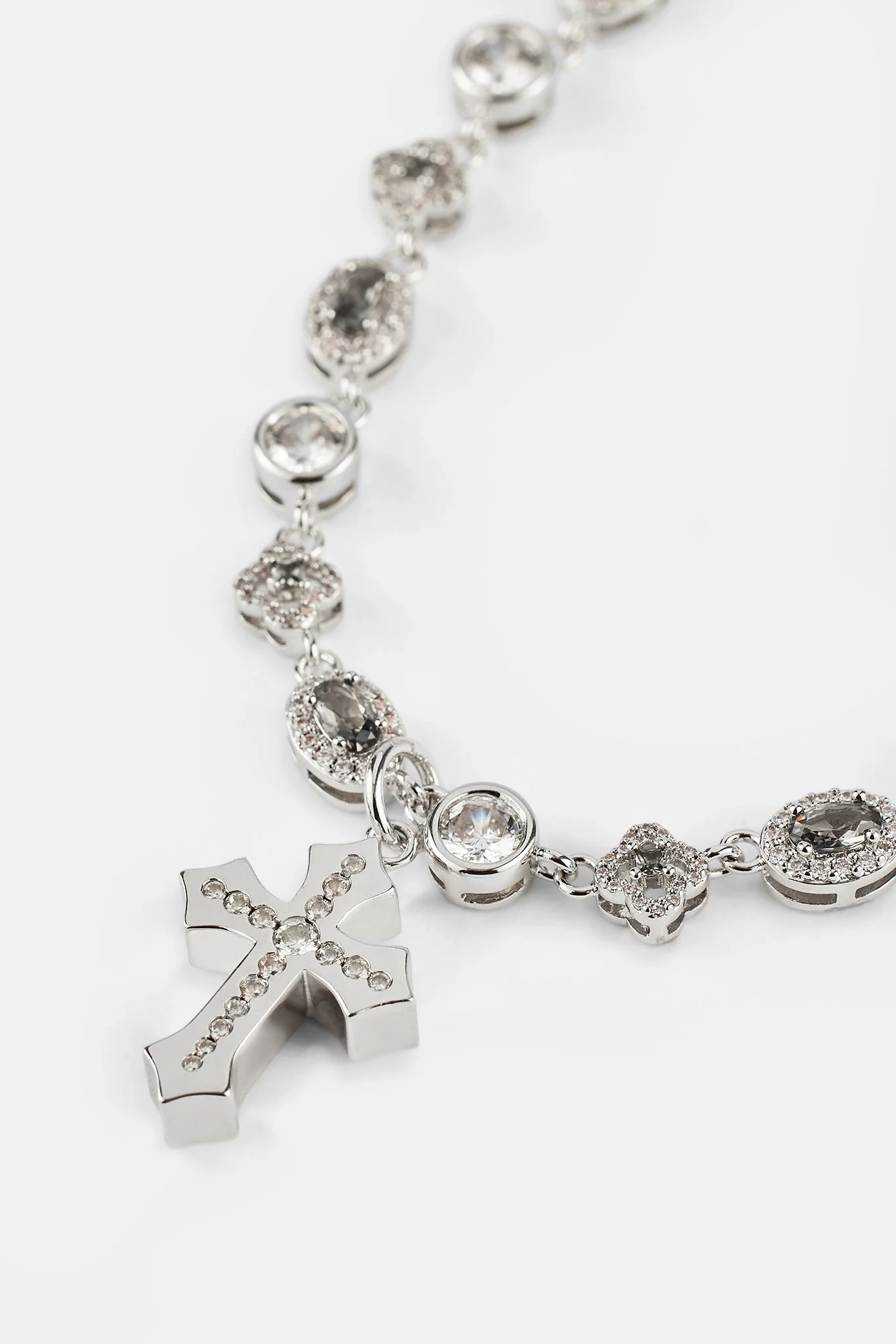 Iced Drop Cross & Motif Multi Gemstone Chain - 6mm - Image 4