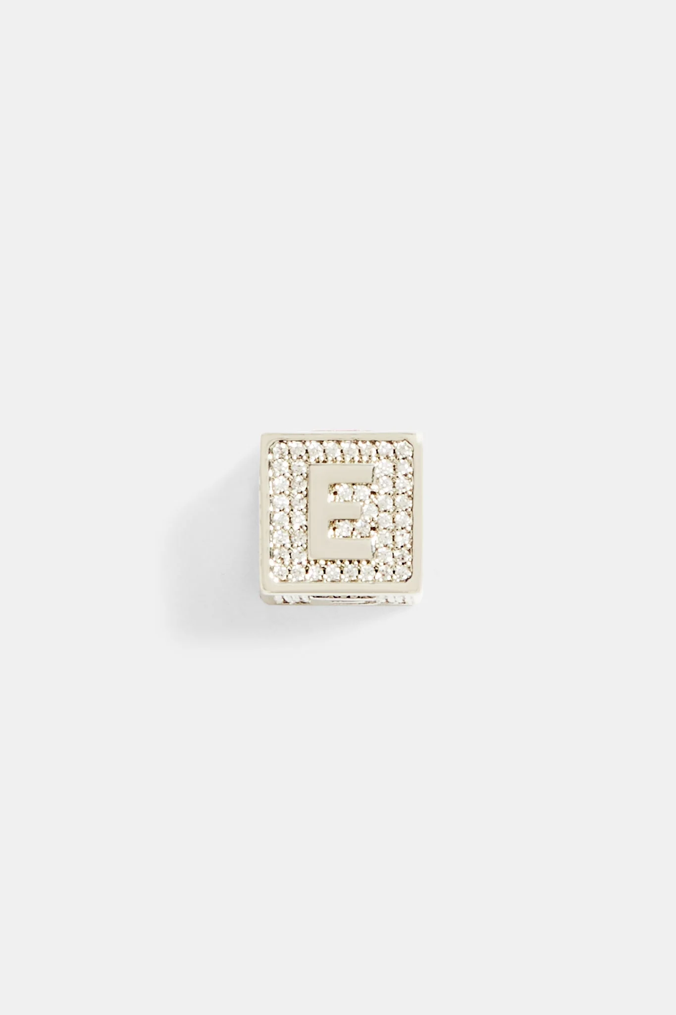 Iced E Letter Block Pendant - Image 2
