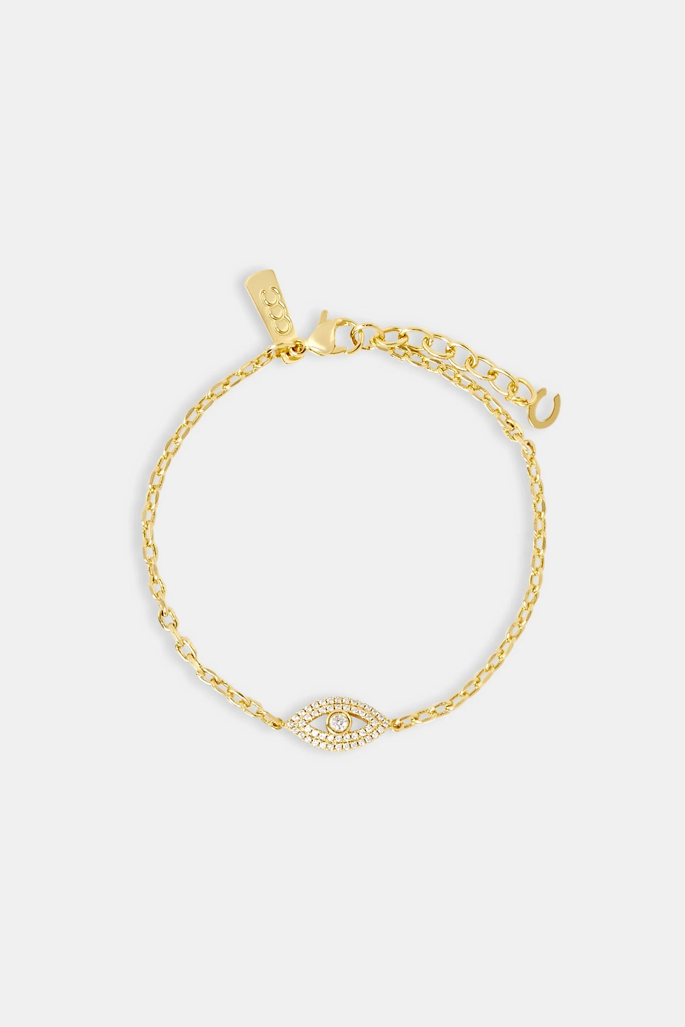 Iced Evil Eye Charm Rolo Bracelet - 8mm - Image 2