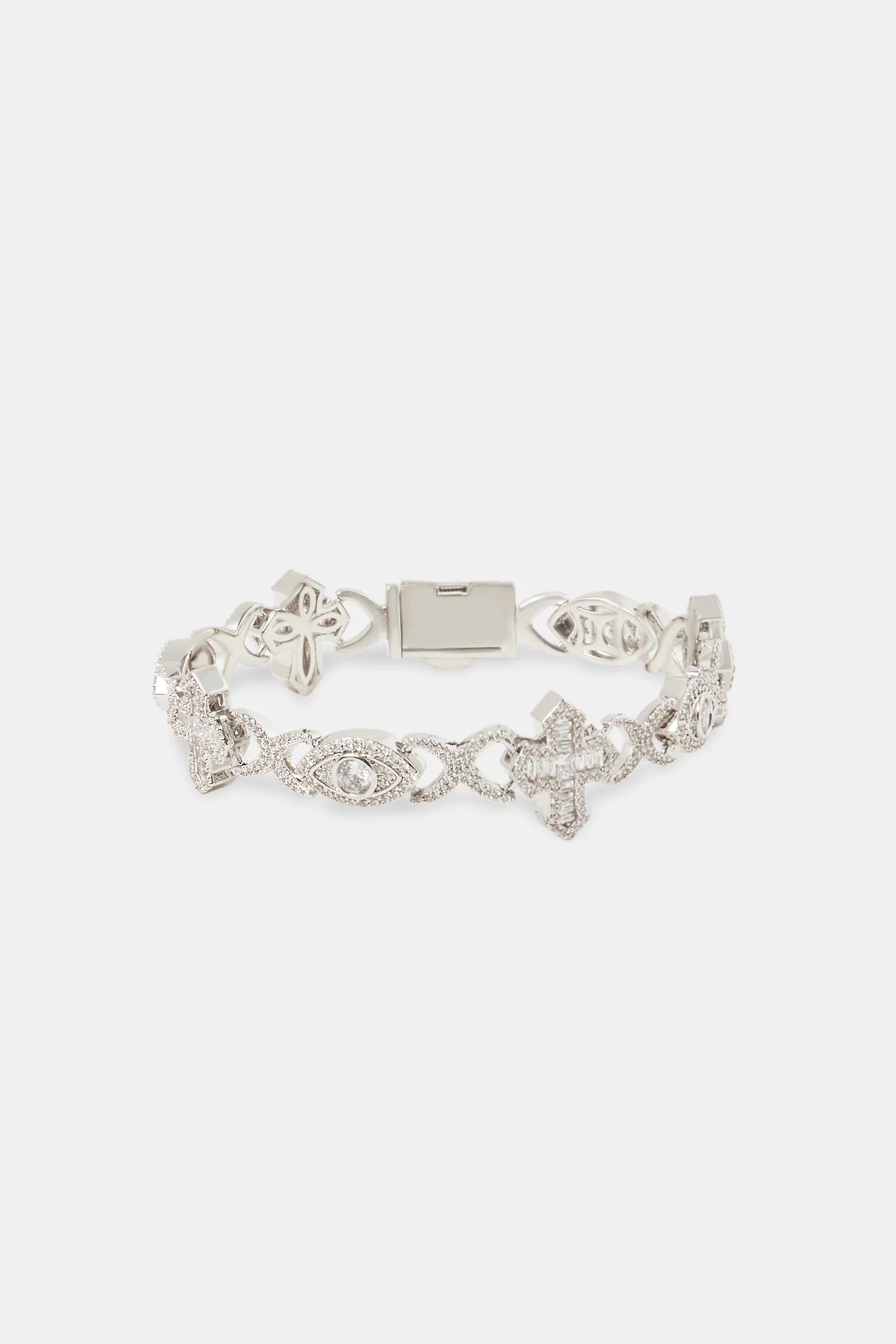 Iced Evil Eye & Cross Infinity Link Bracelet - 8mm - Image 2