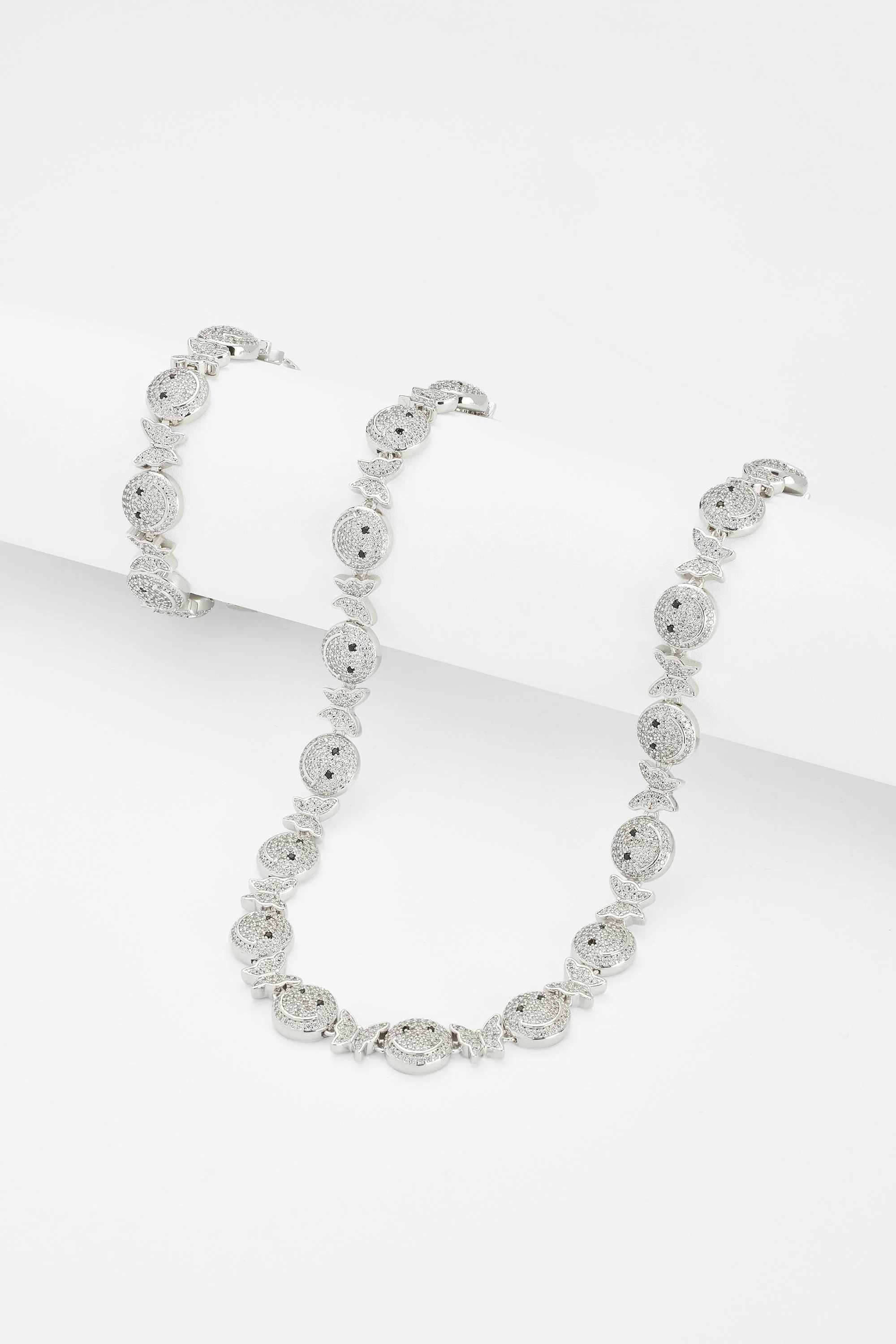 Iced Face & Butterfly Chain + Bracelet Bundle