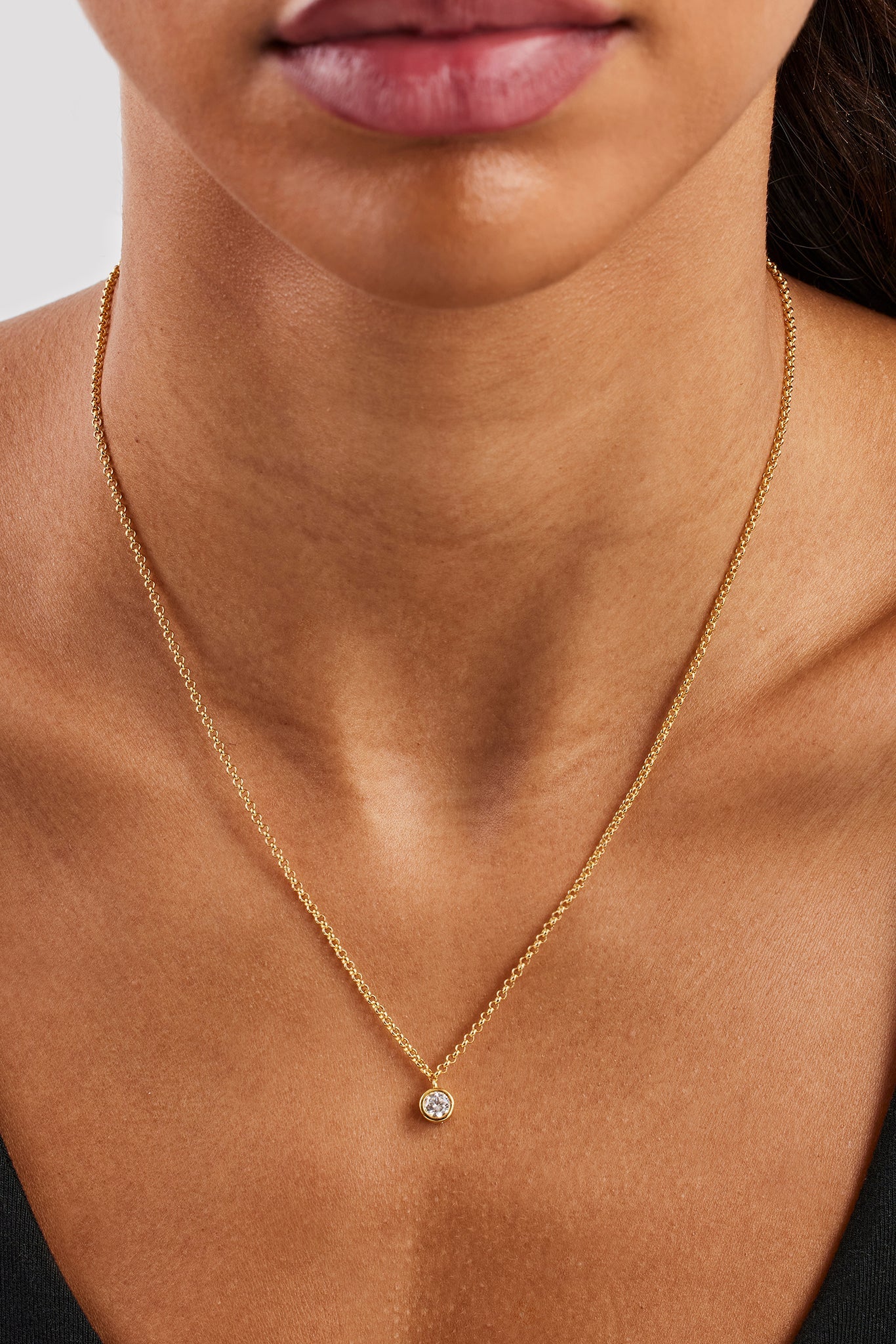 Iced Gemstone Micro Necklace - 6mm - Gold - Image 4