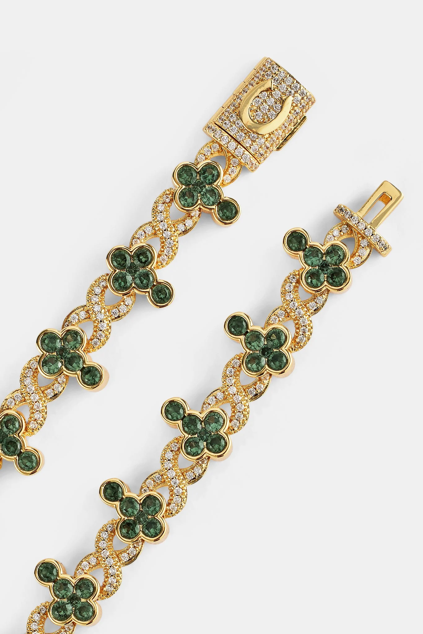 Iced Green Cross Infinity Link Bracelet - 10mm - Image 4
