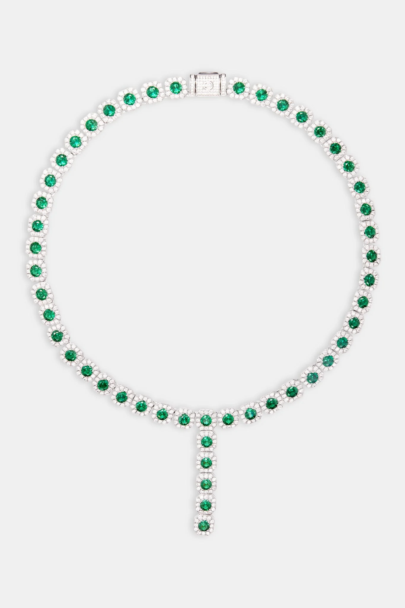 Iced Green CZ Cluster Drop Necklace - Image 4