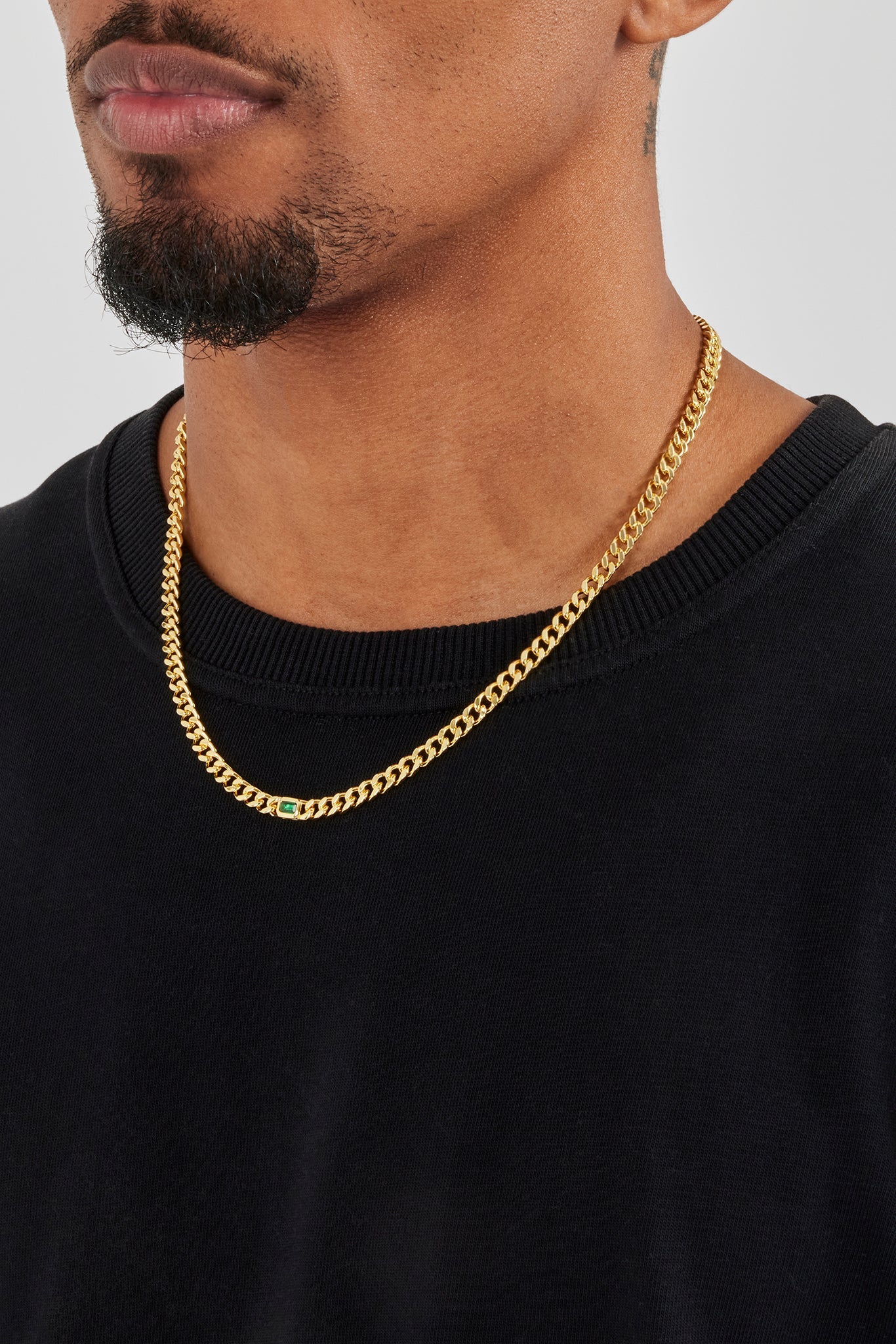 Iced Green Gemstone Cuban Chain - 3mm - Image 3