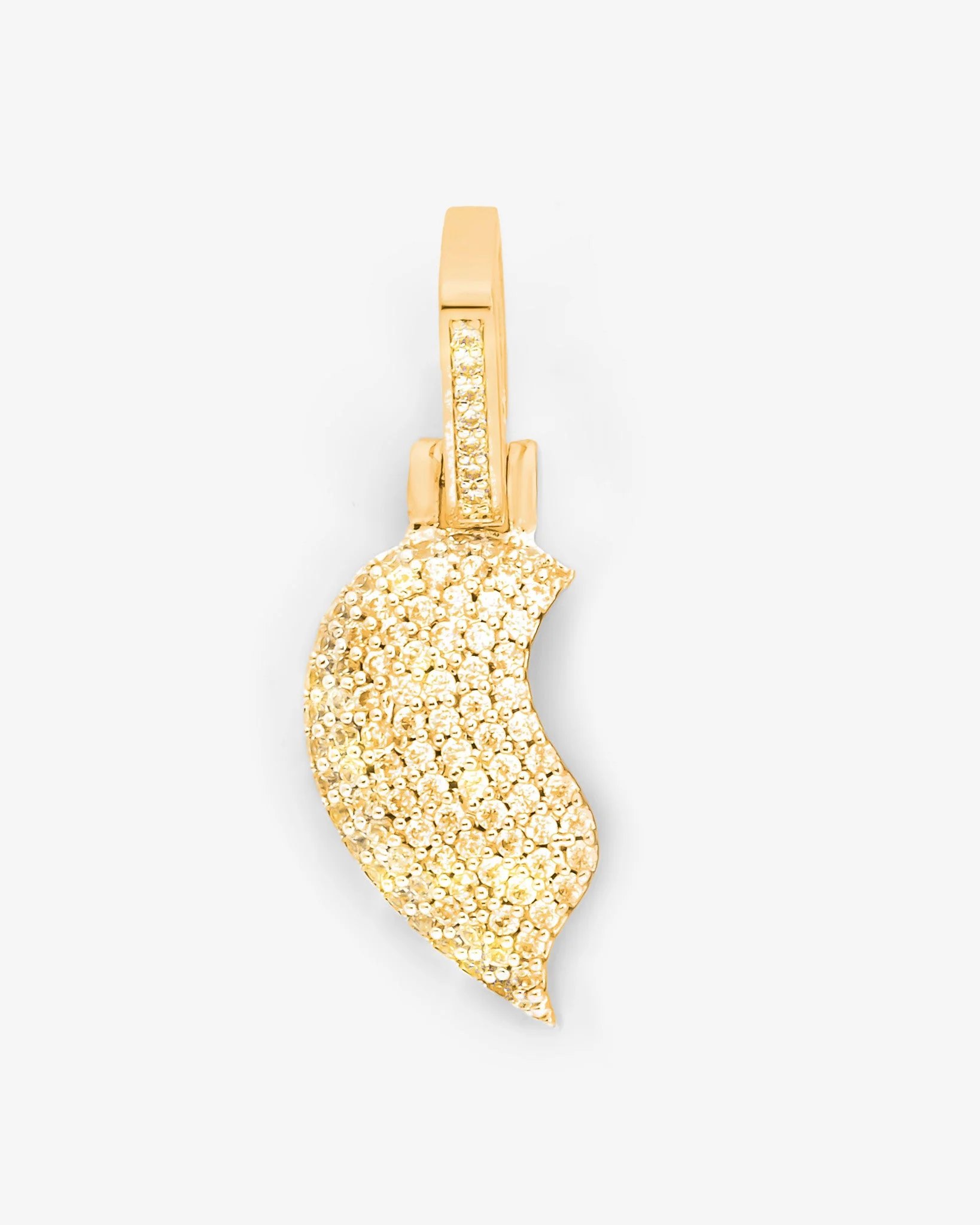 Iced Half Heart Pendant - Gold - Image 3