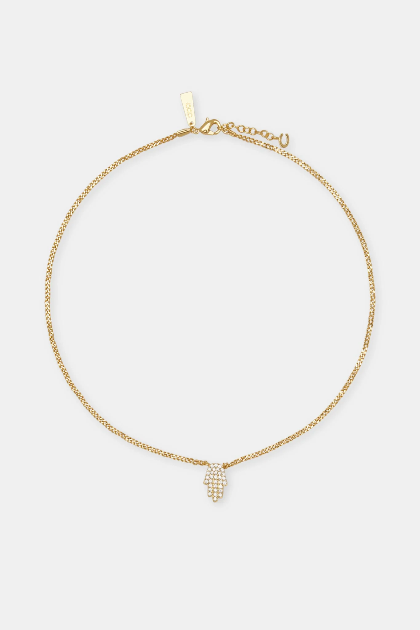 Iced Hamsa Hand Necklace - Gold - Image 4