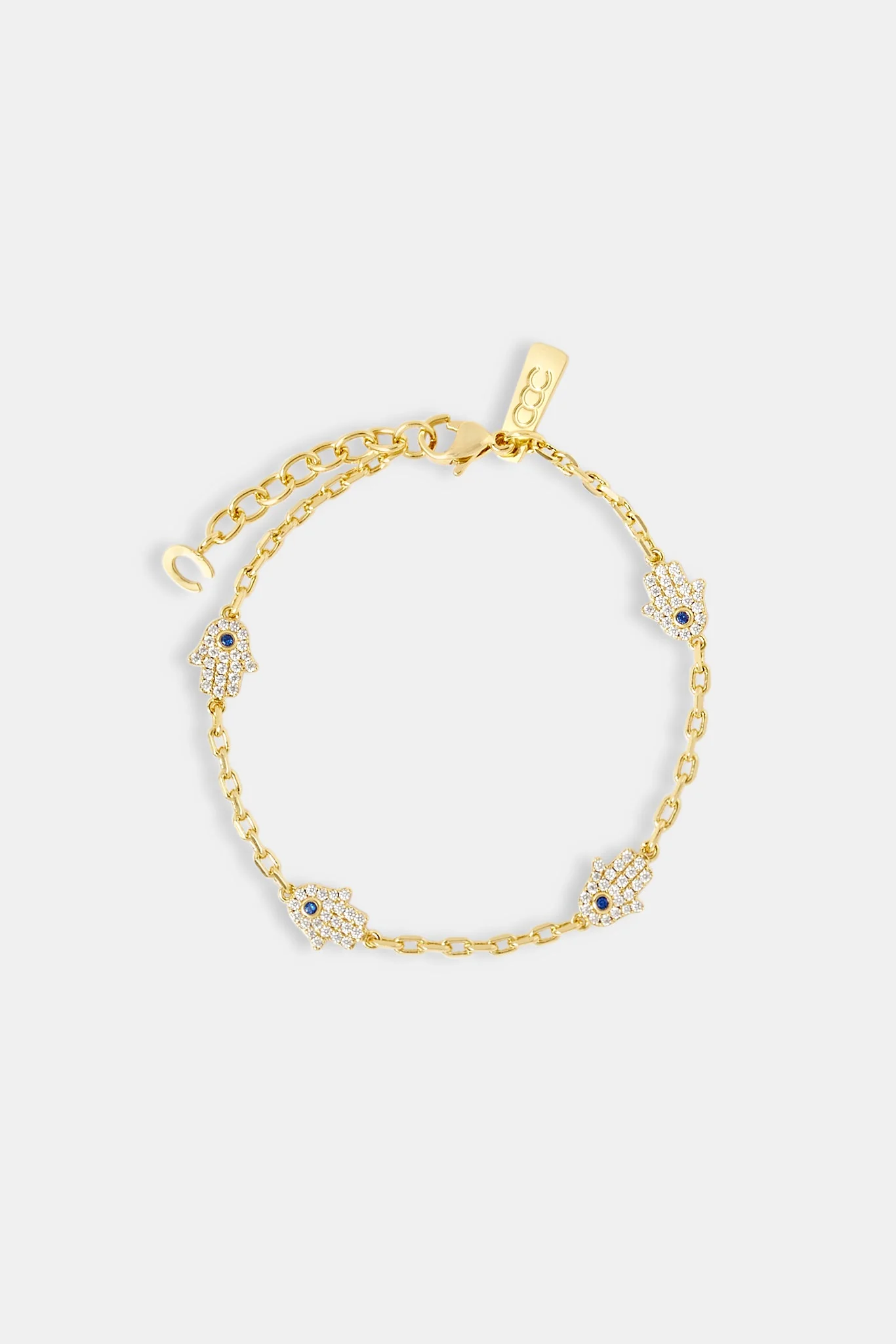Iced Hamsa Hand Rolo Bracelet - 8mm - Image 2