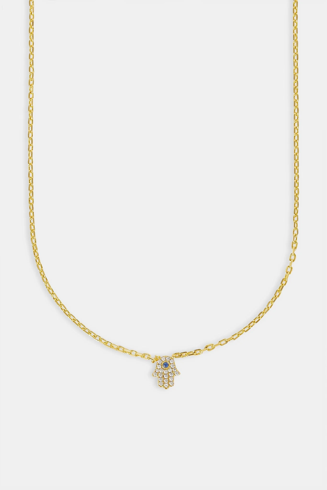 Iced Hamsa Hand Rolo Necklace - 8mm - Image 2